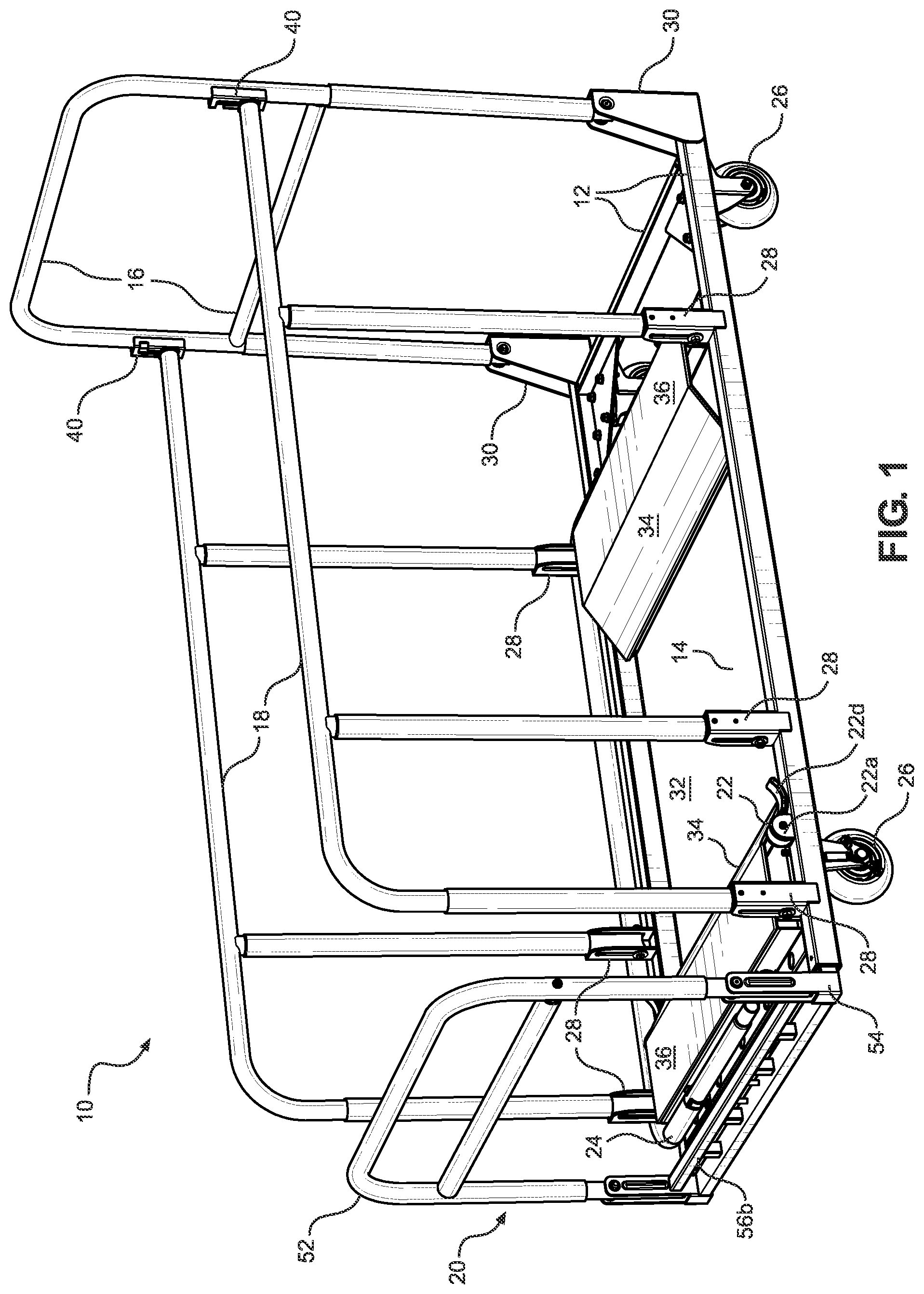 Patent US11780485 Figure 1 – Extension gate for trolley