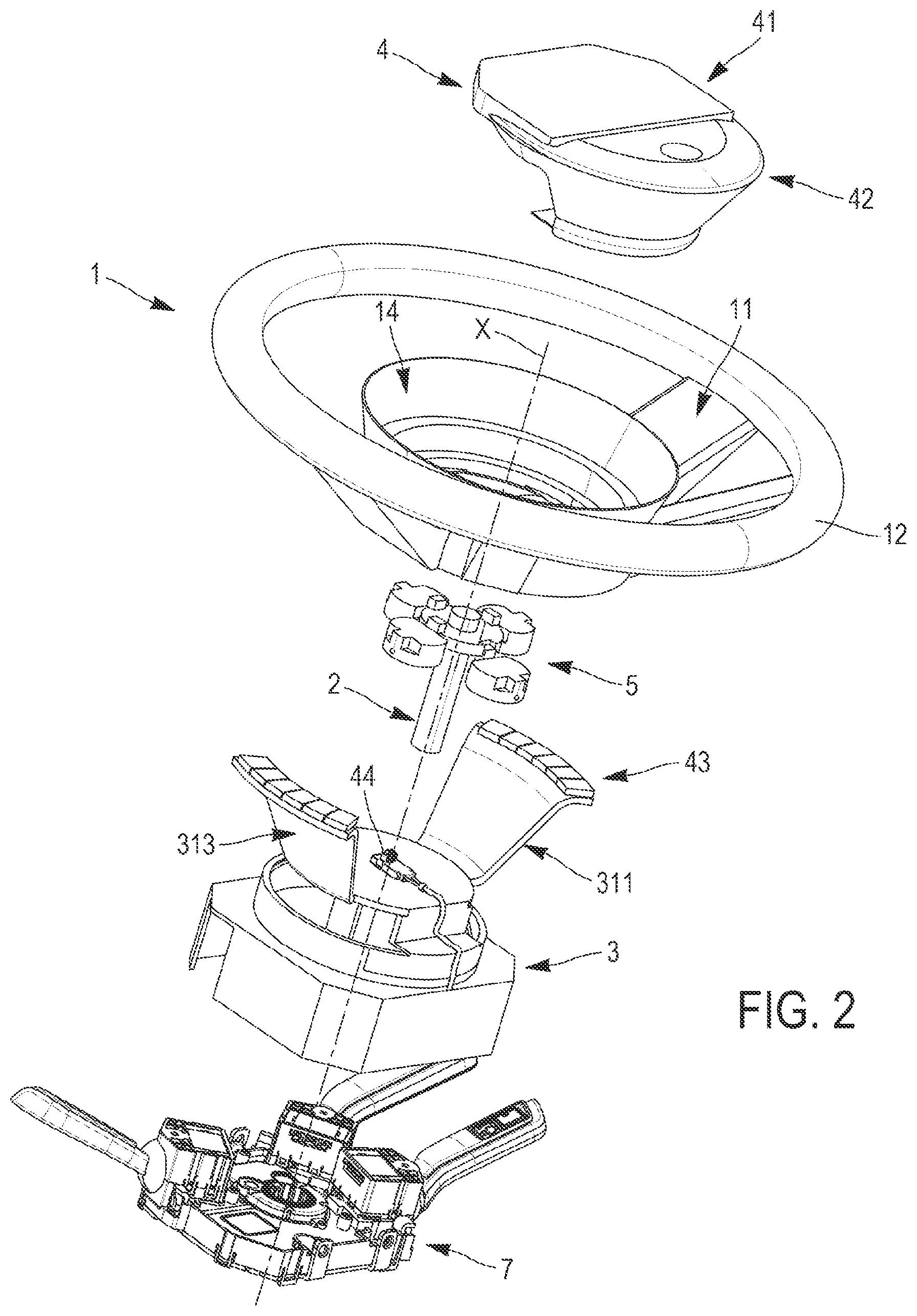 Patent US11780488 Figure 2 – Steering wheel arrangement