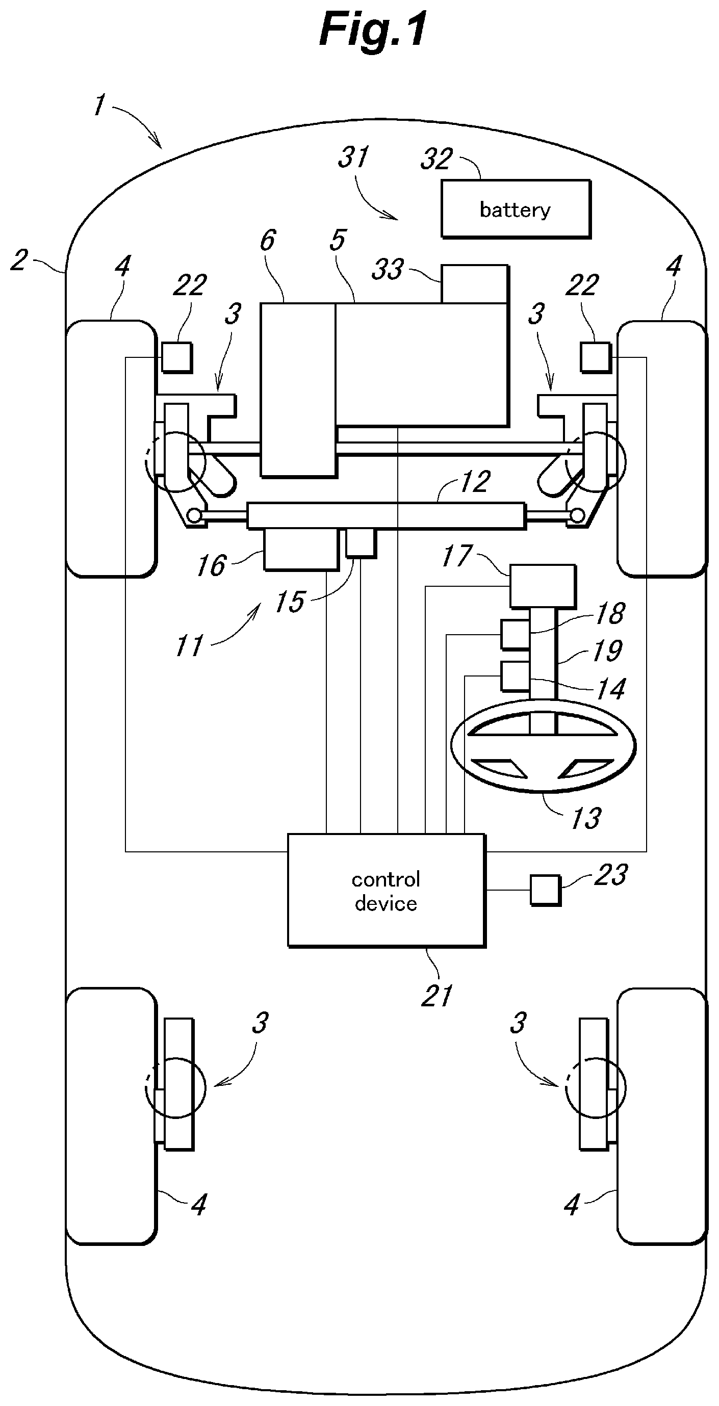 Patent US11780493 Figure 1 – Control device for vehicle