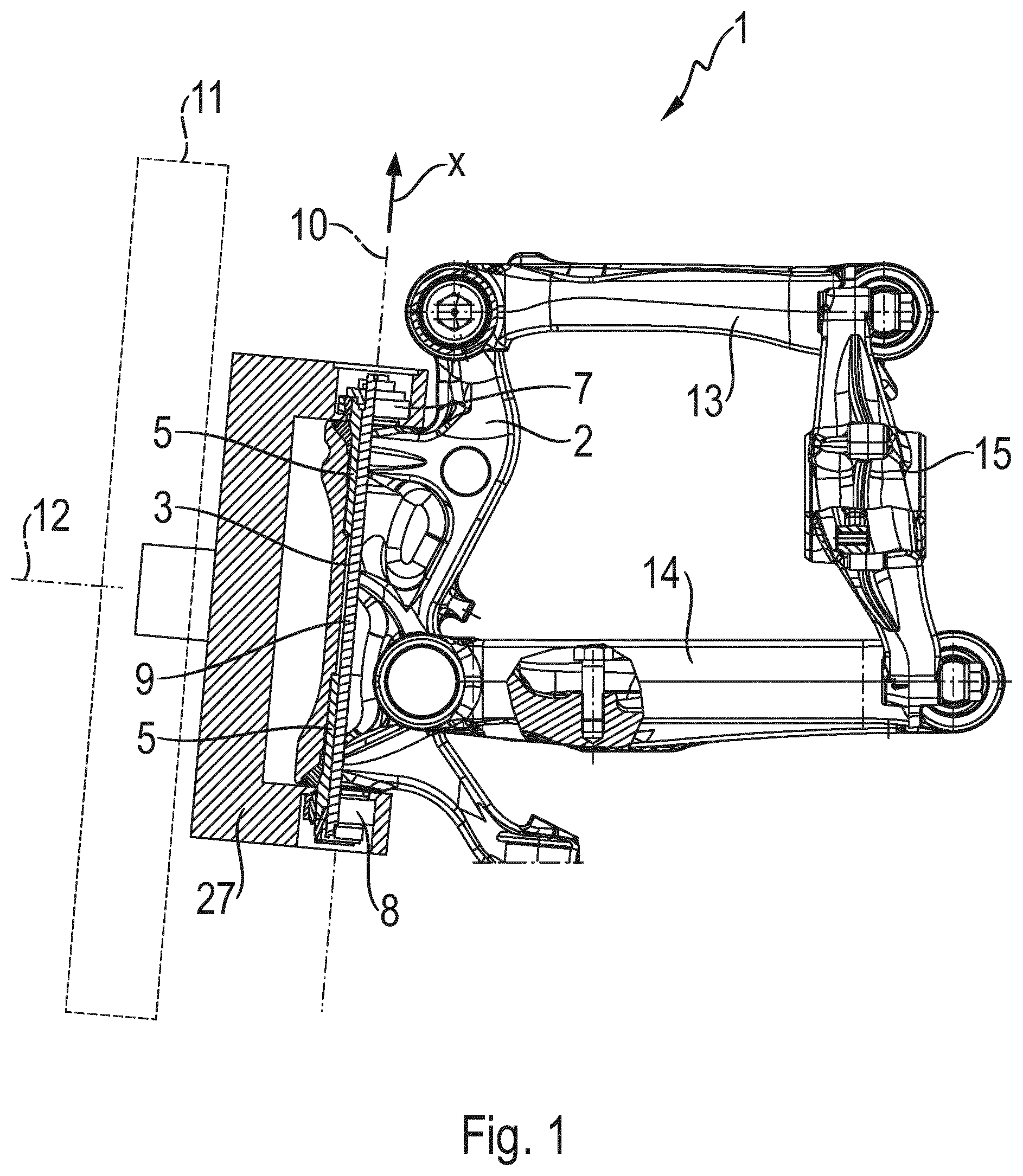 Patent US11780495 Figure 1 – Wheel suspension for a vehicle