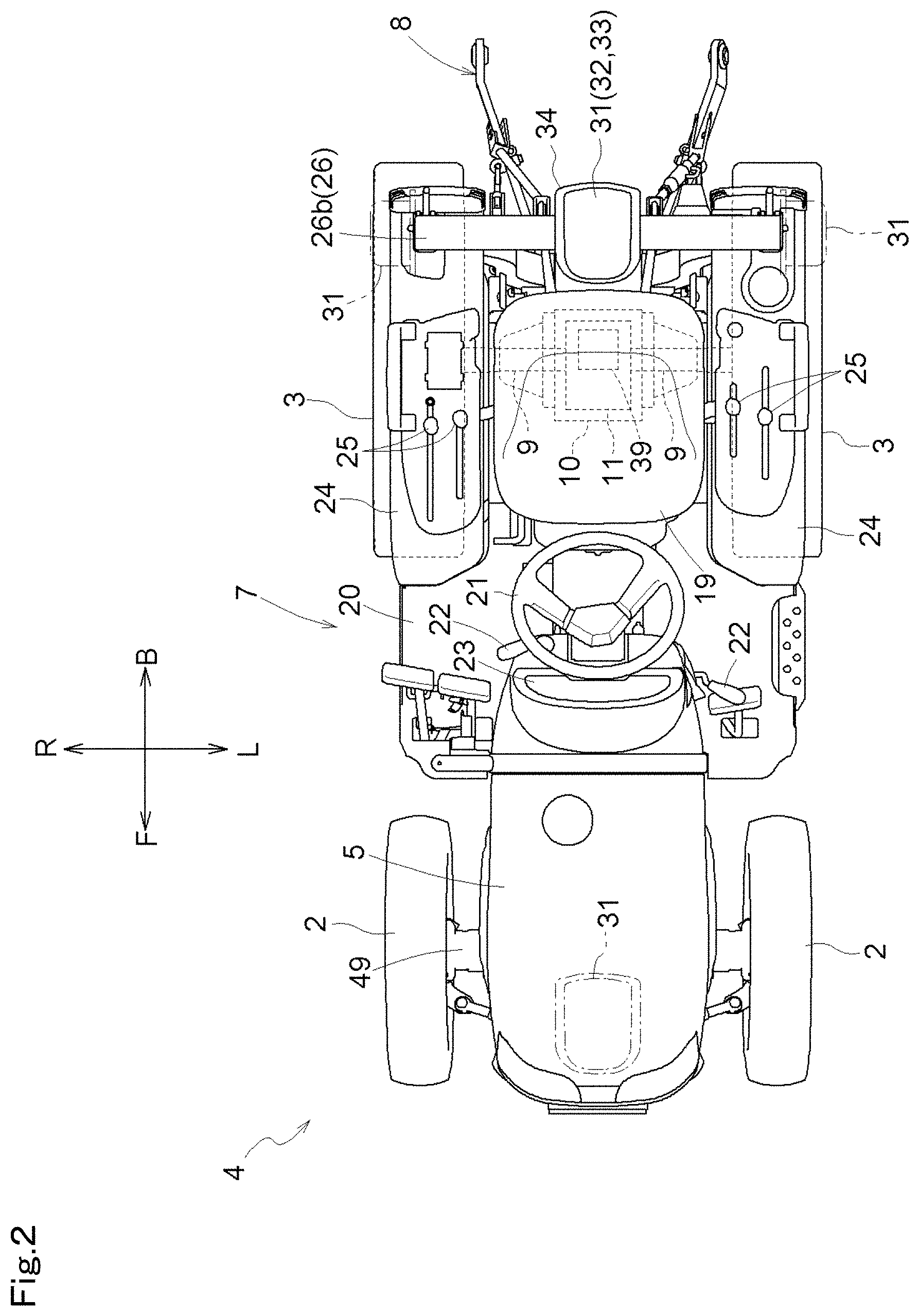 Patent US11780499 Figure 2 – Working vehicle and tractor