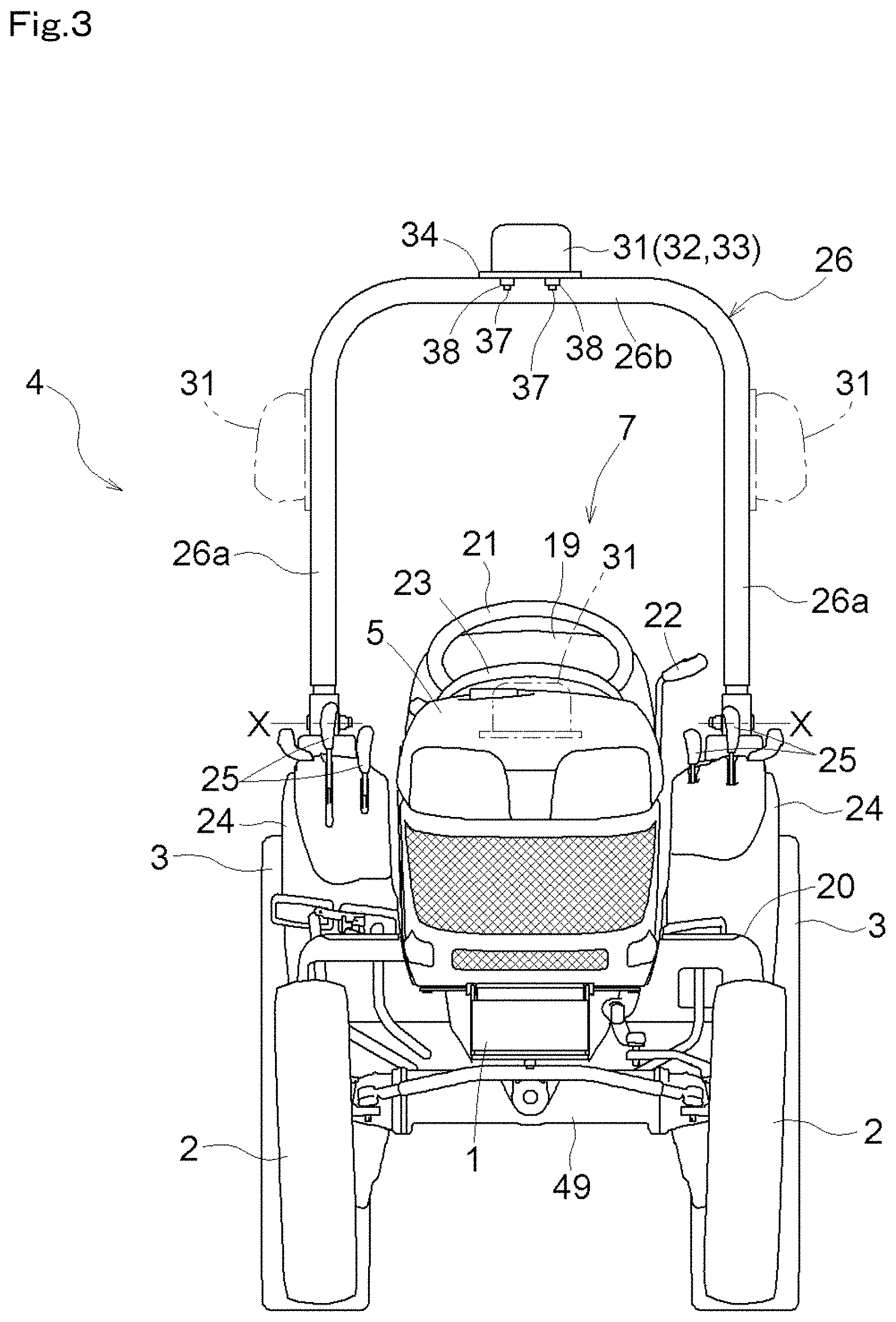 Patent US11780499 Figure 3 – Working vehicle and tractor