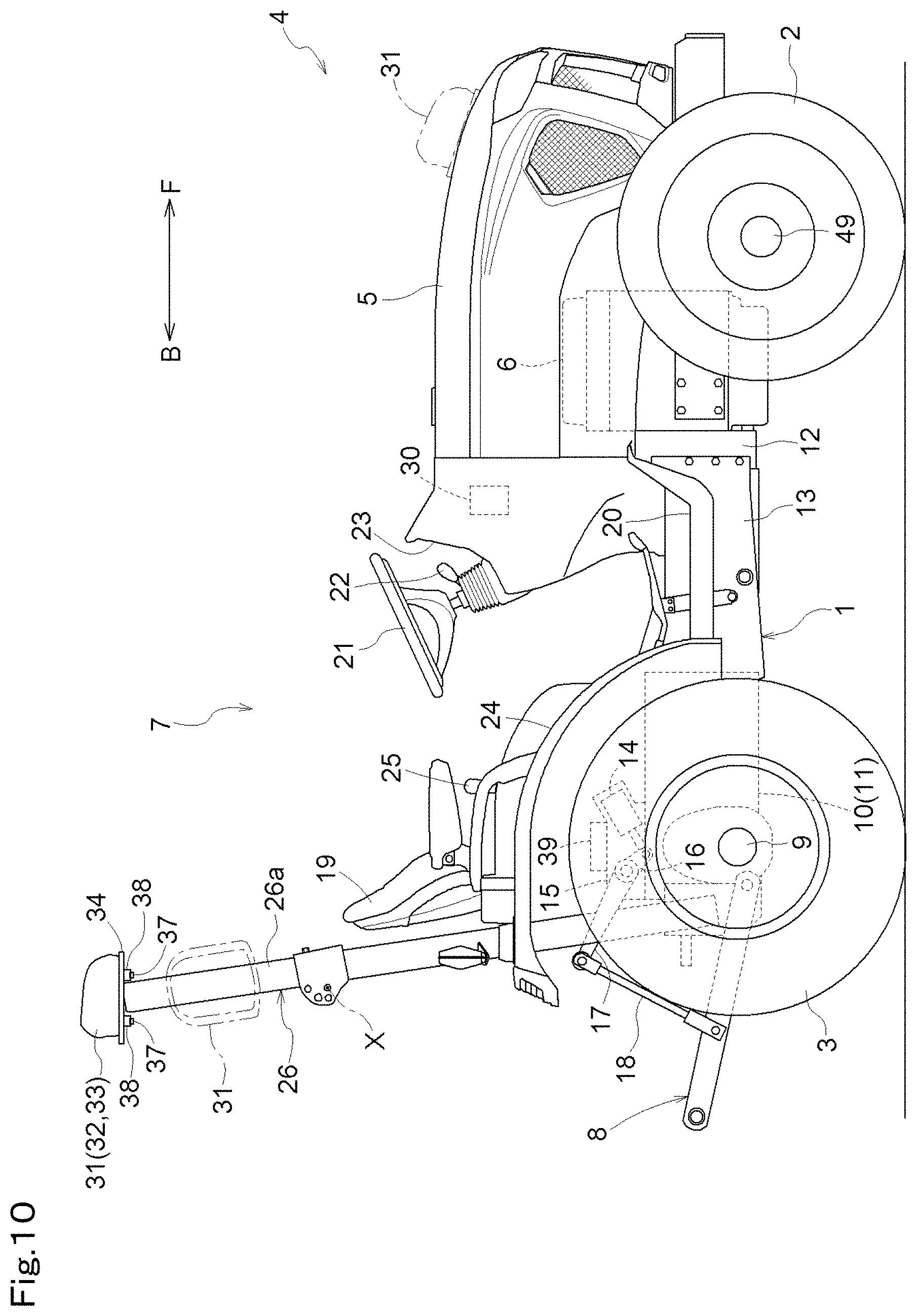 Patent US11780499 Figure 10 – Working vehicle and tractor
