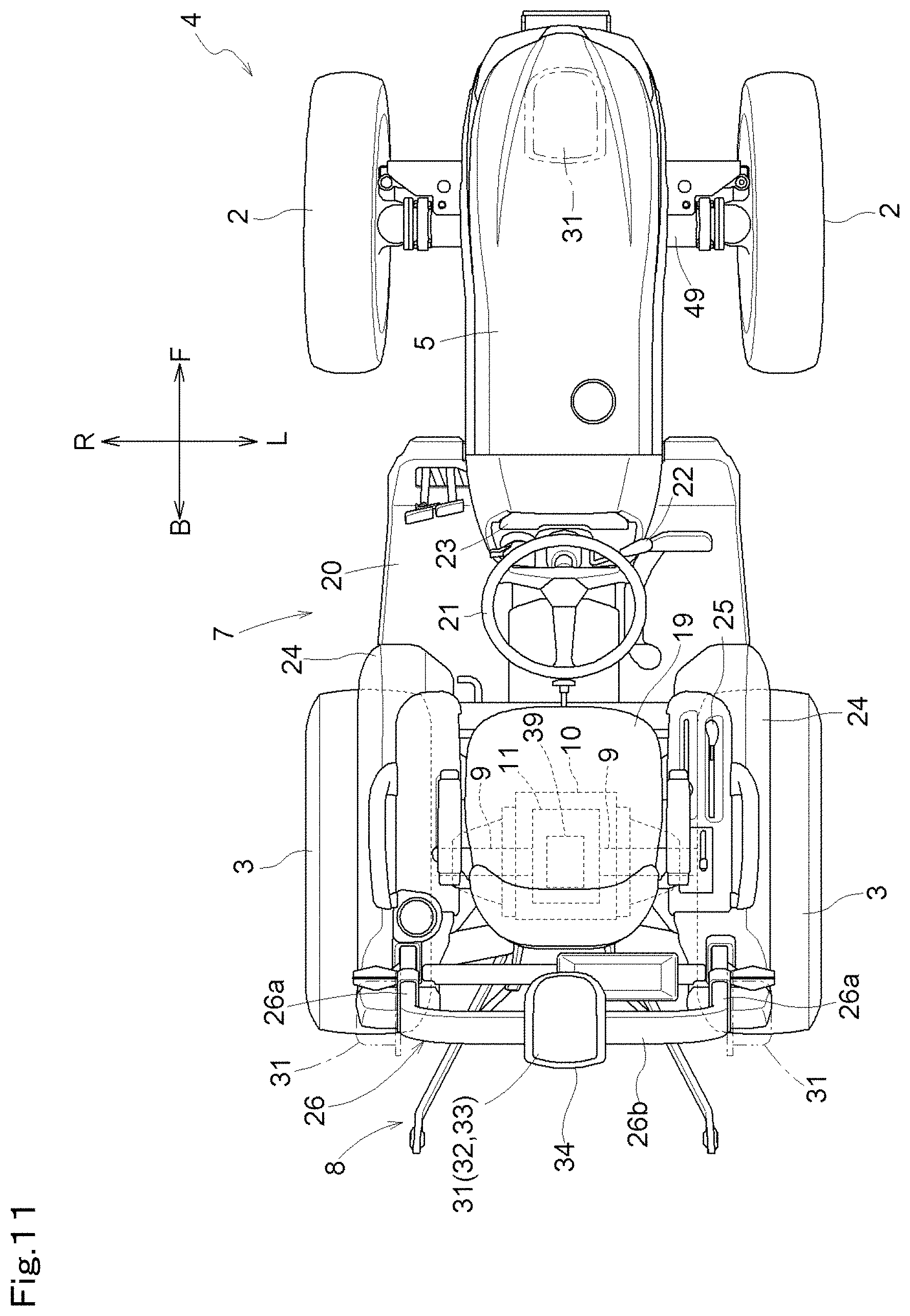 Patent US11780499 Figure 11 – Working vehicle and tractor