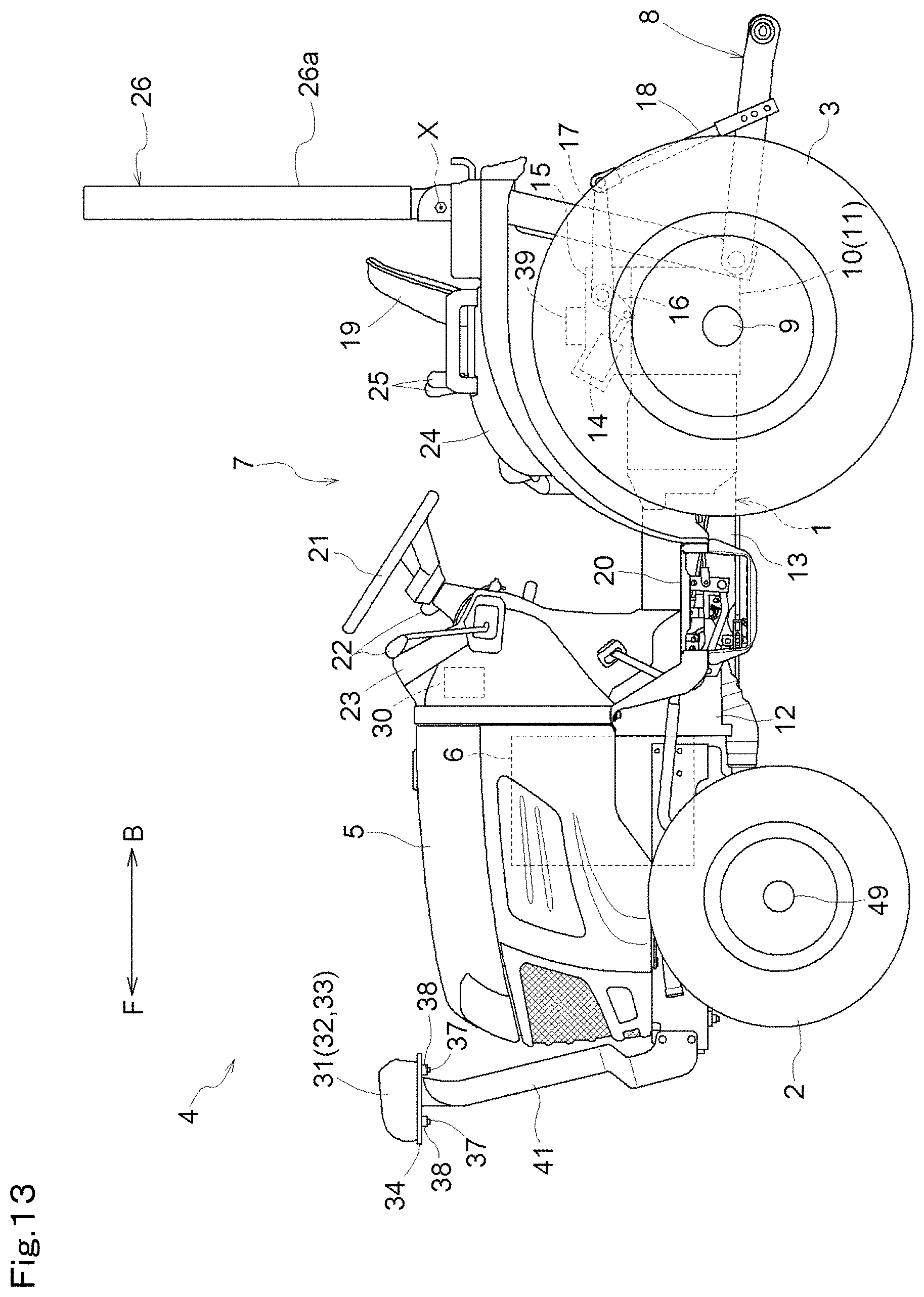 Patent US11780499 Figure 13 – Working vehicle and tractor