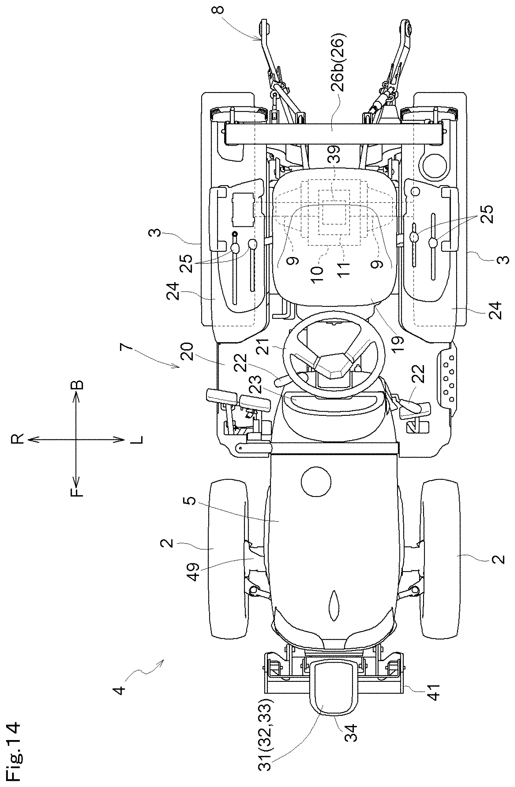 Patent US11780499 Figure 14 – Working vehicle and tractor