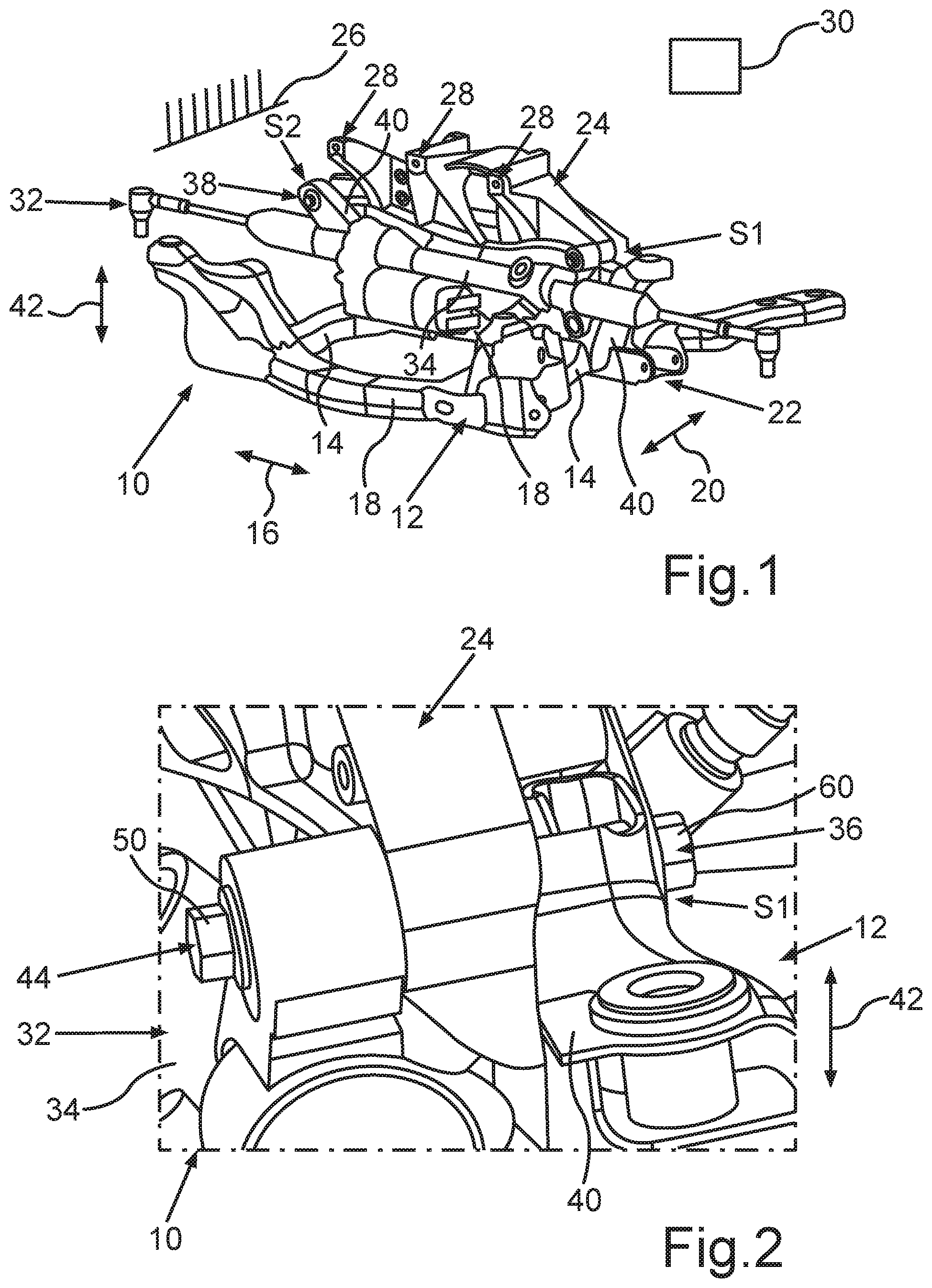 Patent US11780504 Figure 1 – Frame device for a vehicle, in particular for a motor vehicle, and vehicle having at least one such frame device