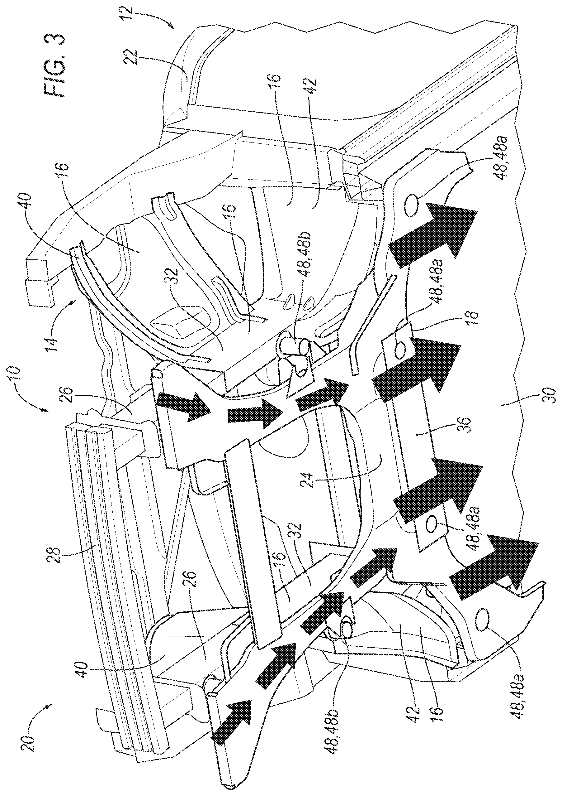 Patent US11780505 Figure 3 – Hybrid cast vehicle assembly with structural reinforcements