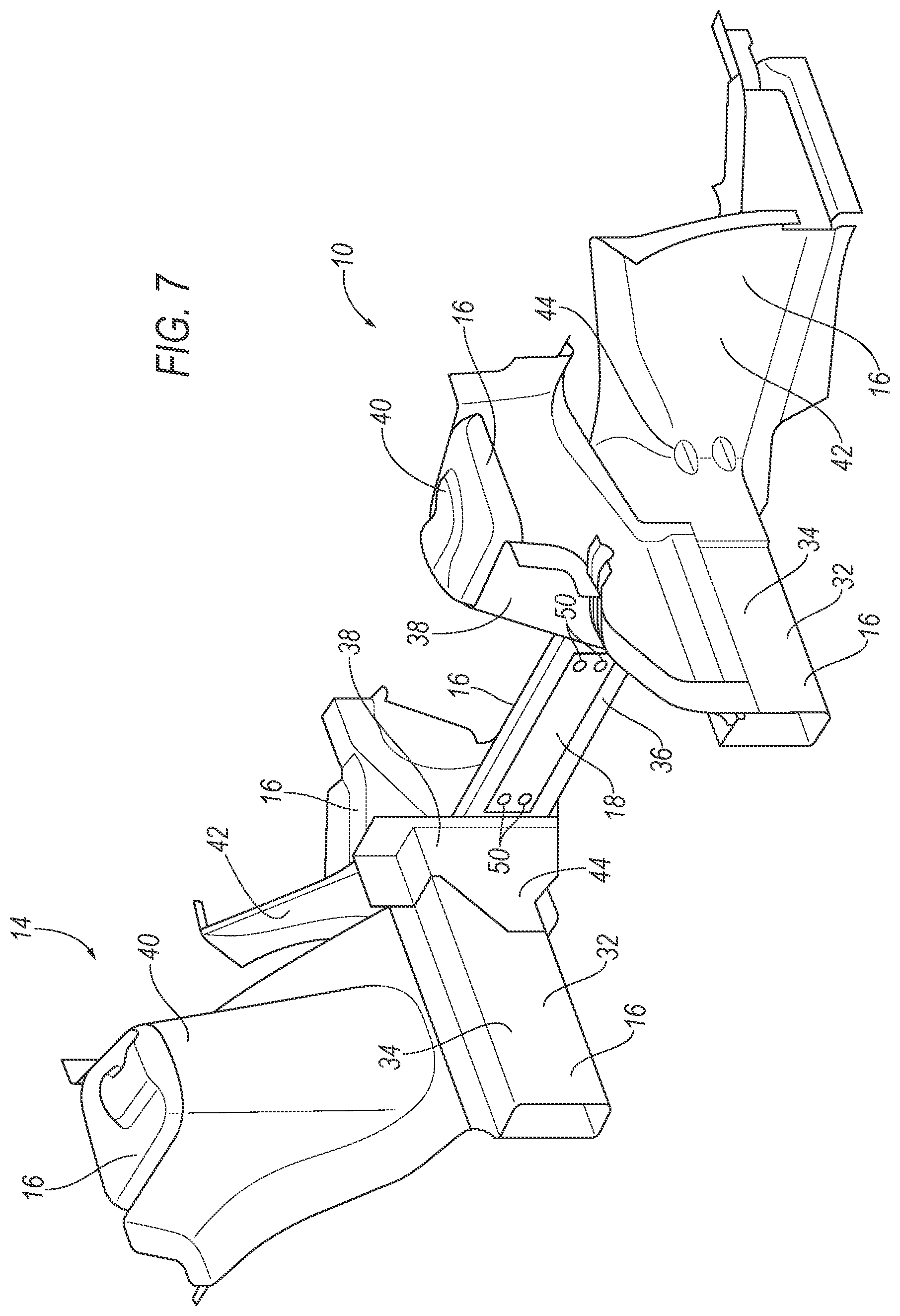 Patent US11780505 Figure 7 – Hybrid cast vehicle assembly with structural reinforcements