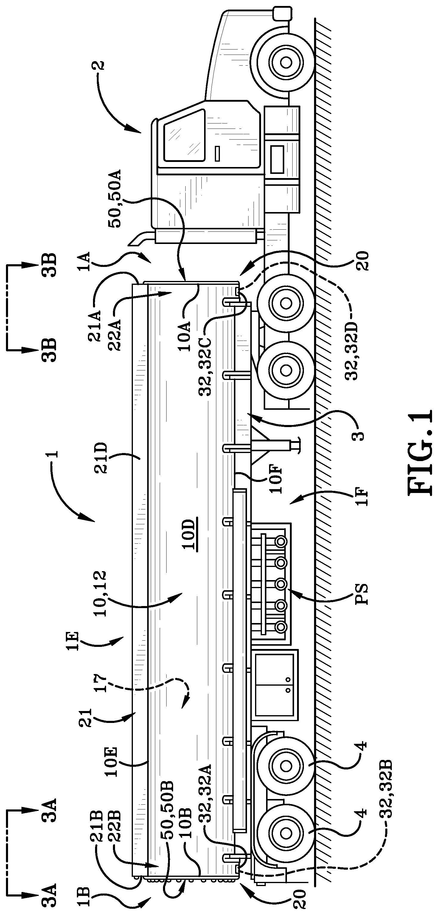 Patent US11780508 Figure 1 – Trailer with stainless steel bulkhead