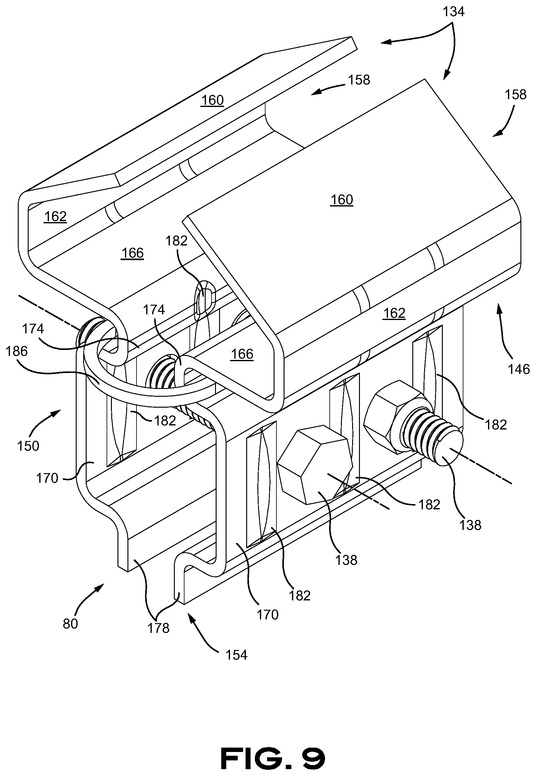 Patent US11780510 Figure 9 – Aerodynamic skirt securing connector comprising a stabilizer