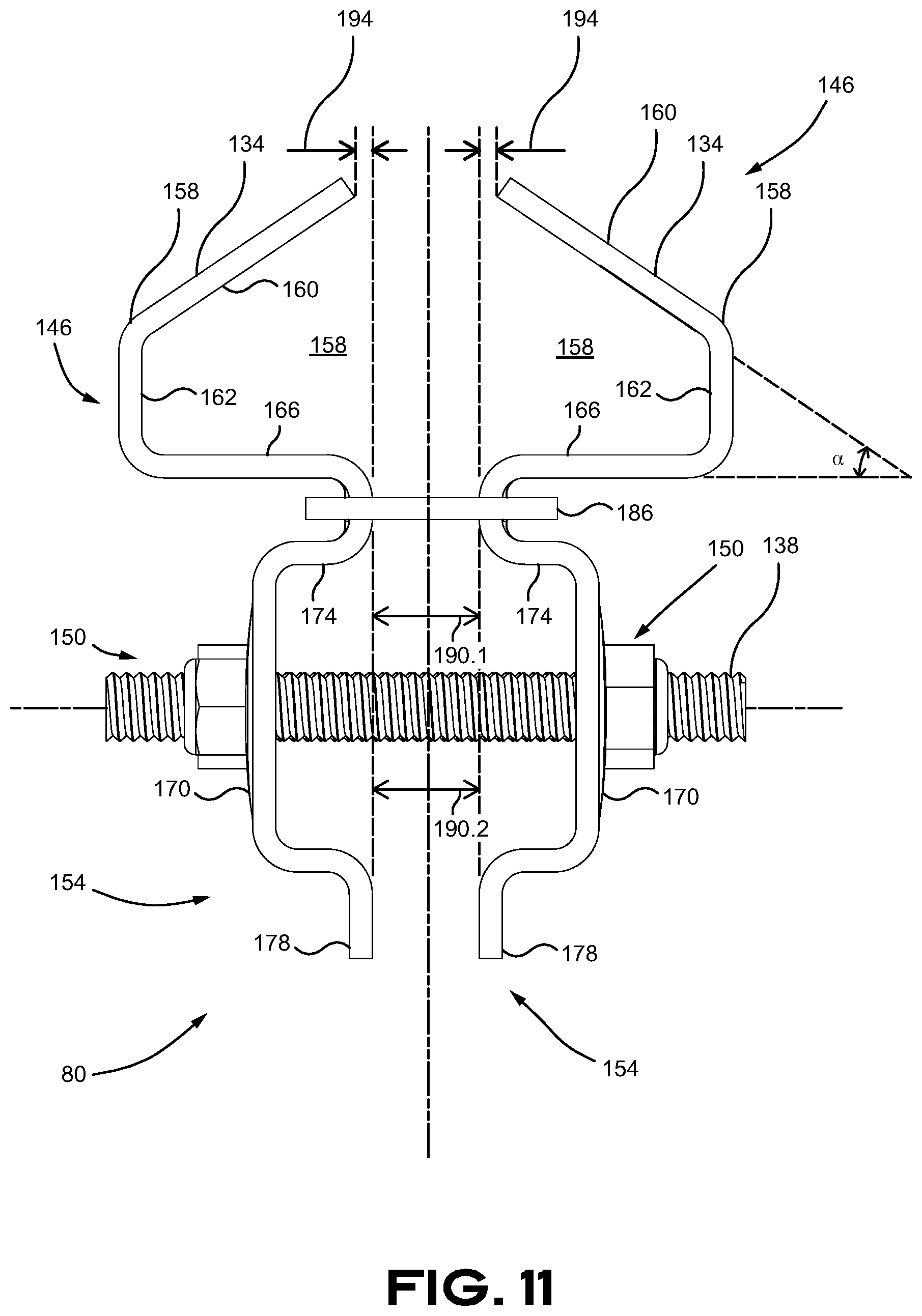 Patent US11780510 Figure 11 – Aerodynamic skirt securing connector comprising a stabilizer