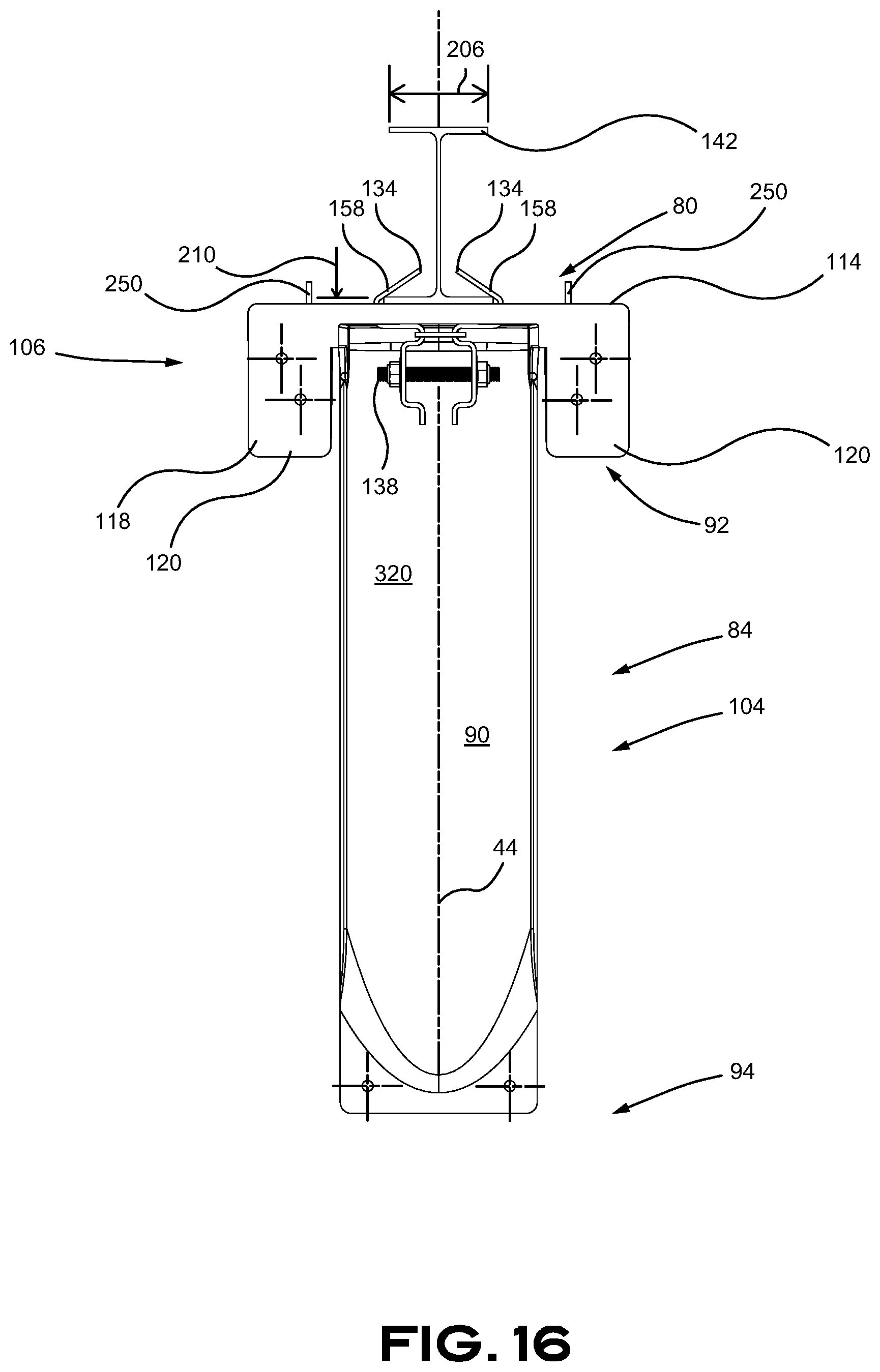 Patent US11780510 Figure 16 – Aerodynamic skirt securing connector comprising a stabilizer