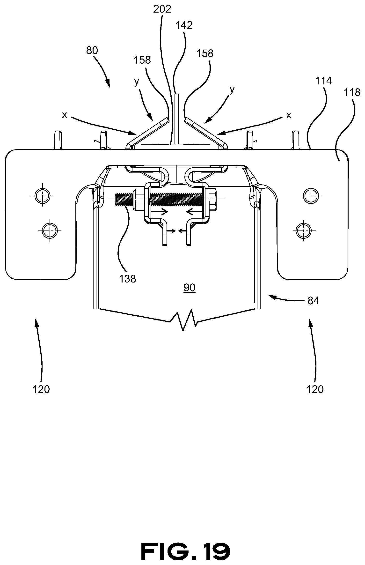 Patent US11780510 Figure 19 – Aerodynamic skirt securing connector comprising a stabilizer