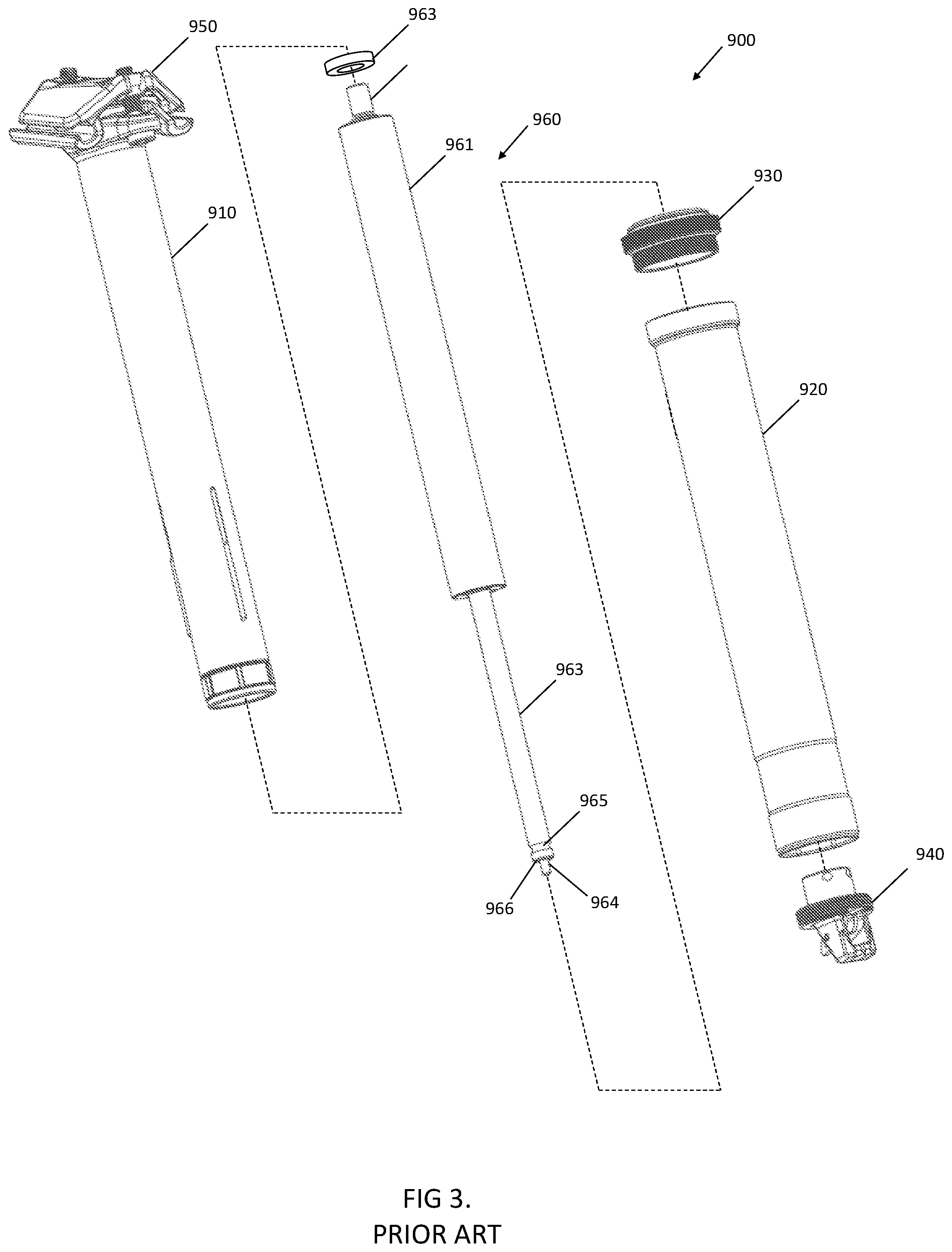 Patent US11780520 Figure 2 – Bicycle dropper seat post assembly with a narrow gas spring cartridge