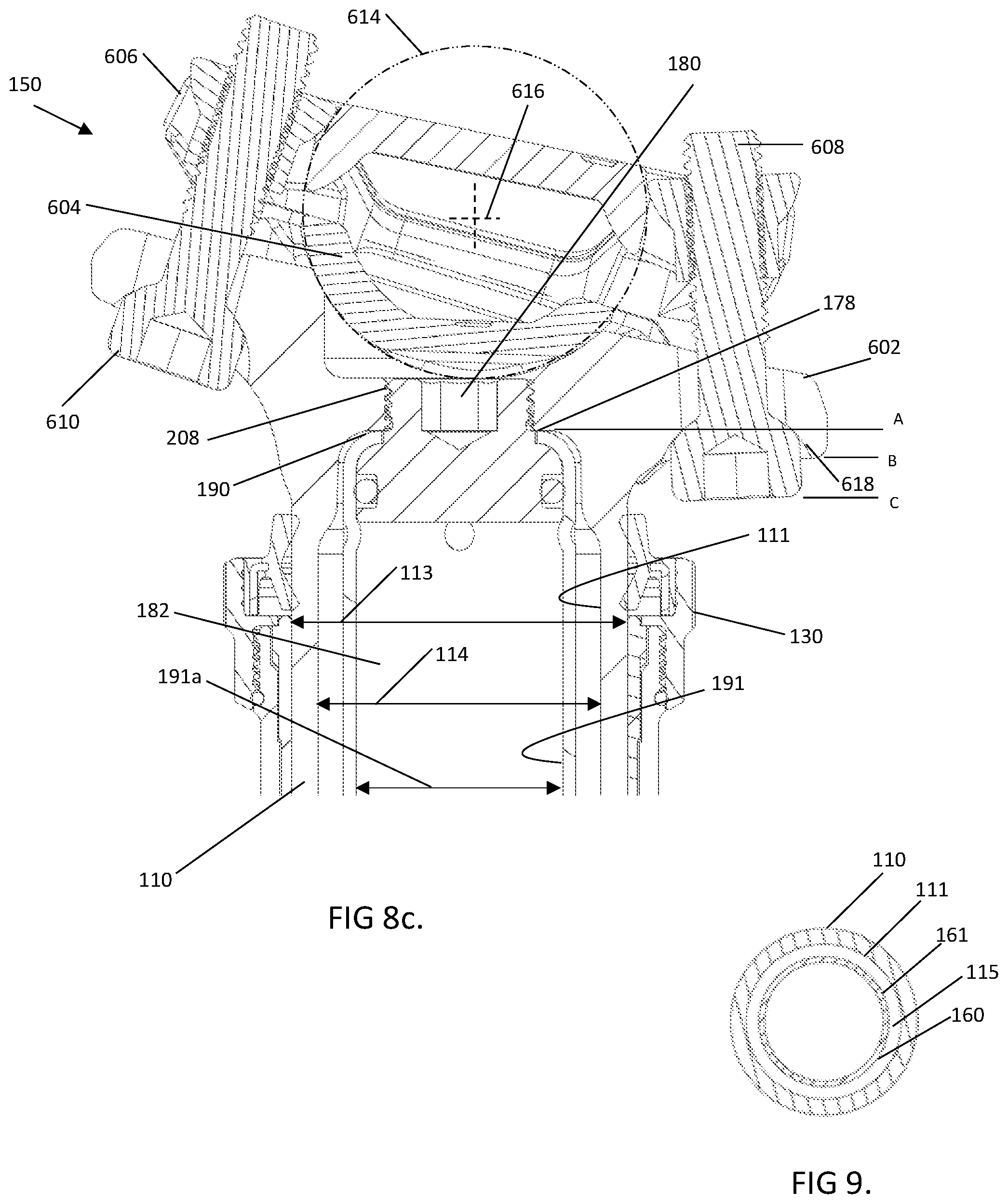Patent US11780520 Figure 8 – Bicycle dropper seat post assembly with a narrow gas spring cartridge