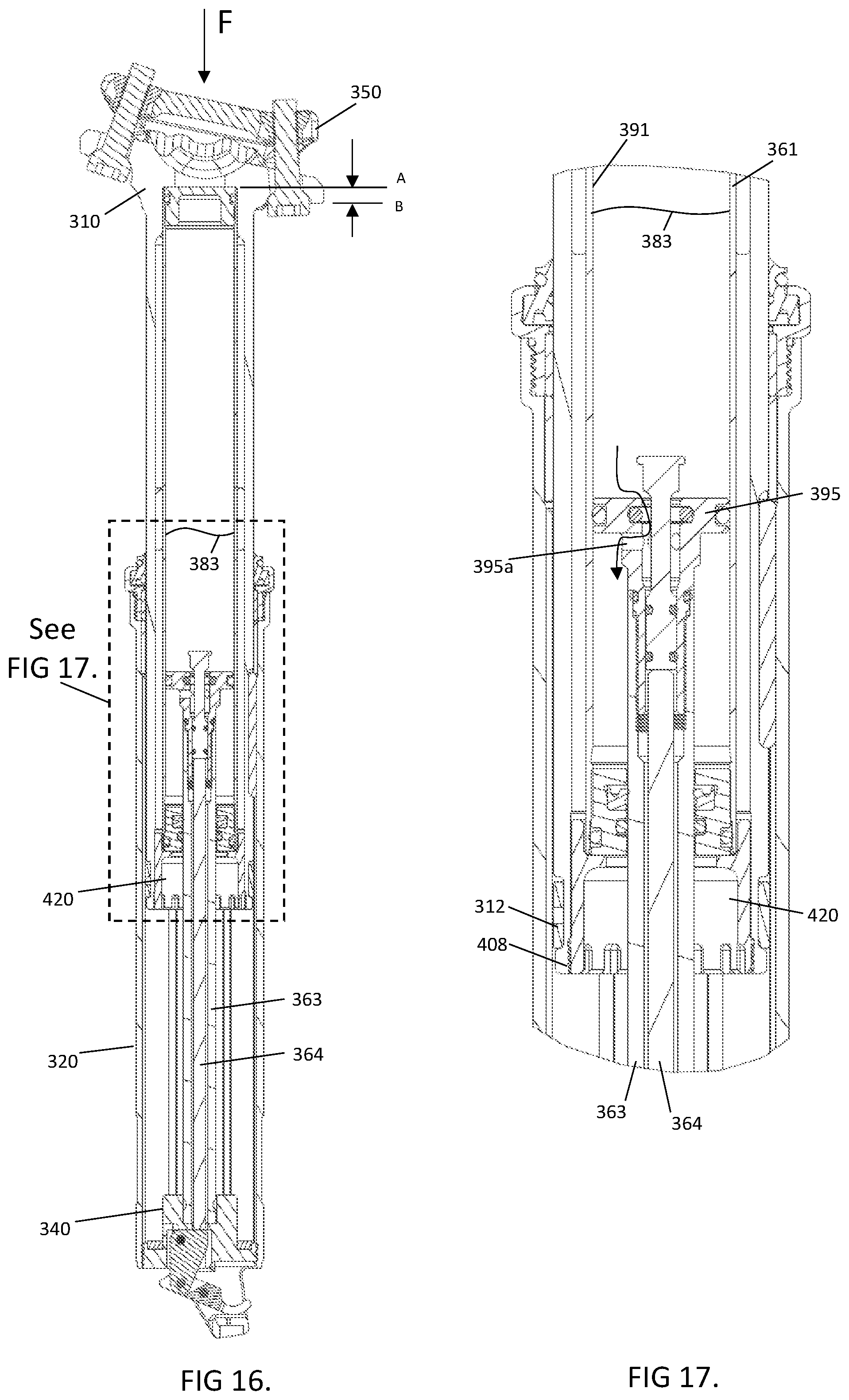 Patent US11780520 Figure 12 – Bicycle dropper seat post assembly with a narrow gas spring cartridge
