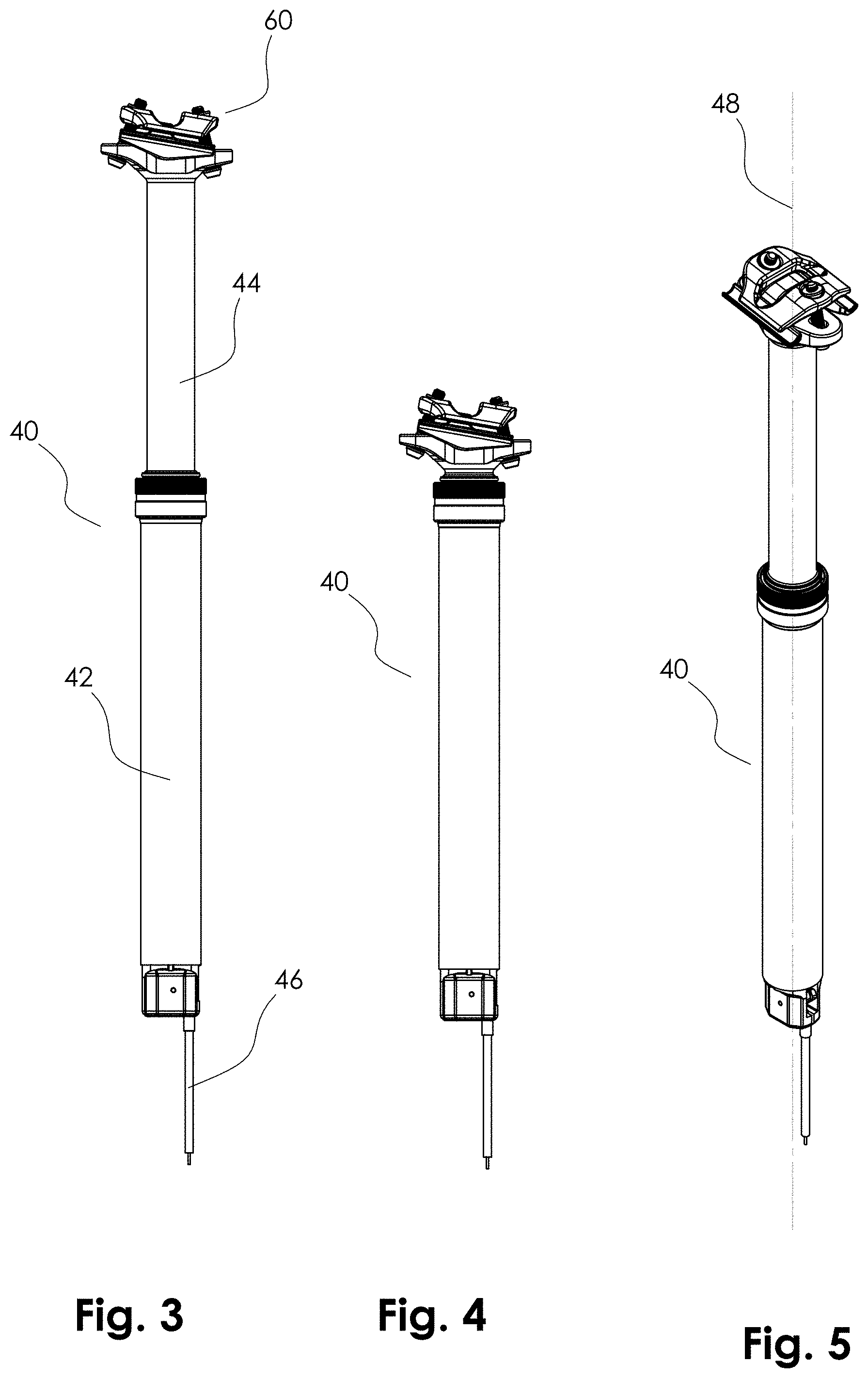 Patent US11780521 Figure 2 – Telescopic bicycle seatpost with adjustable uncompressed resting height