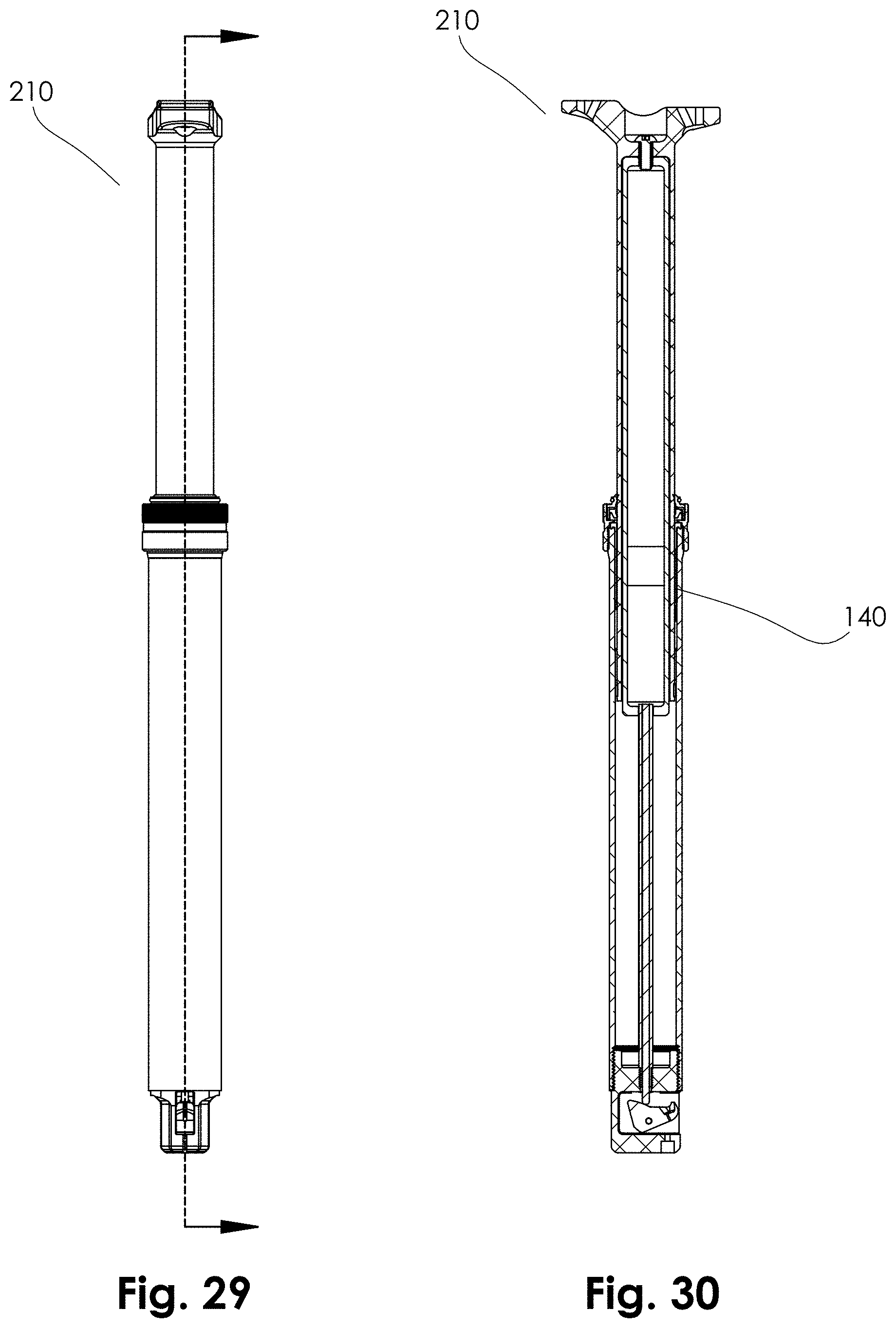Patent US11780521 Figure 14 – Telescopic bicycle seatpost with adjustable uncompressed resting height