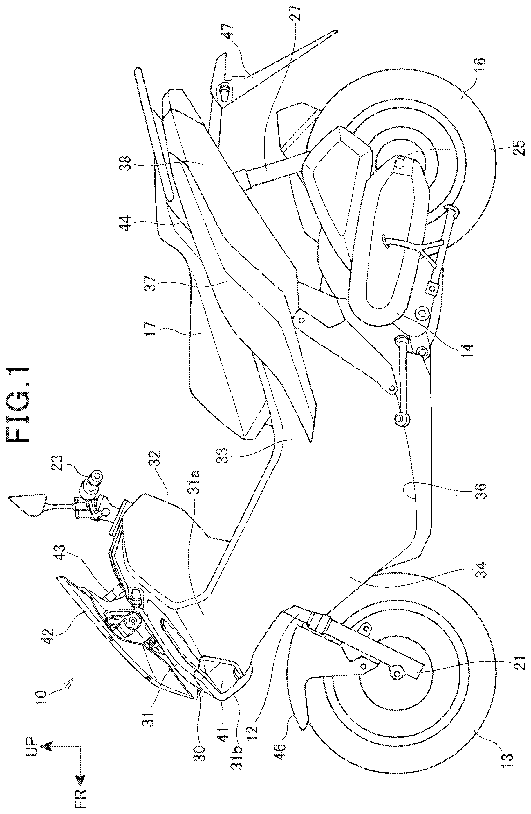 Patent US11780525 — Saddle ride type vehicle — Figure 1