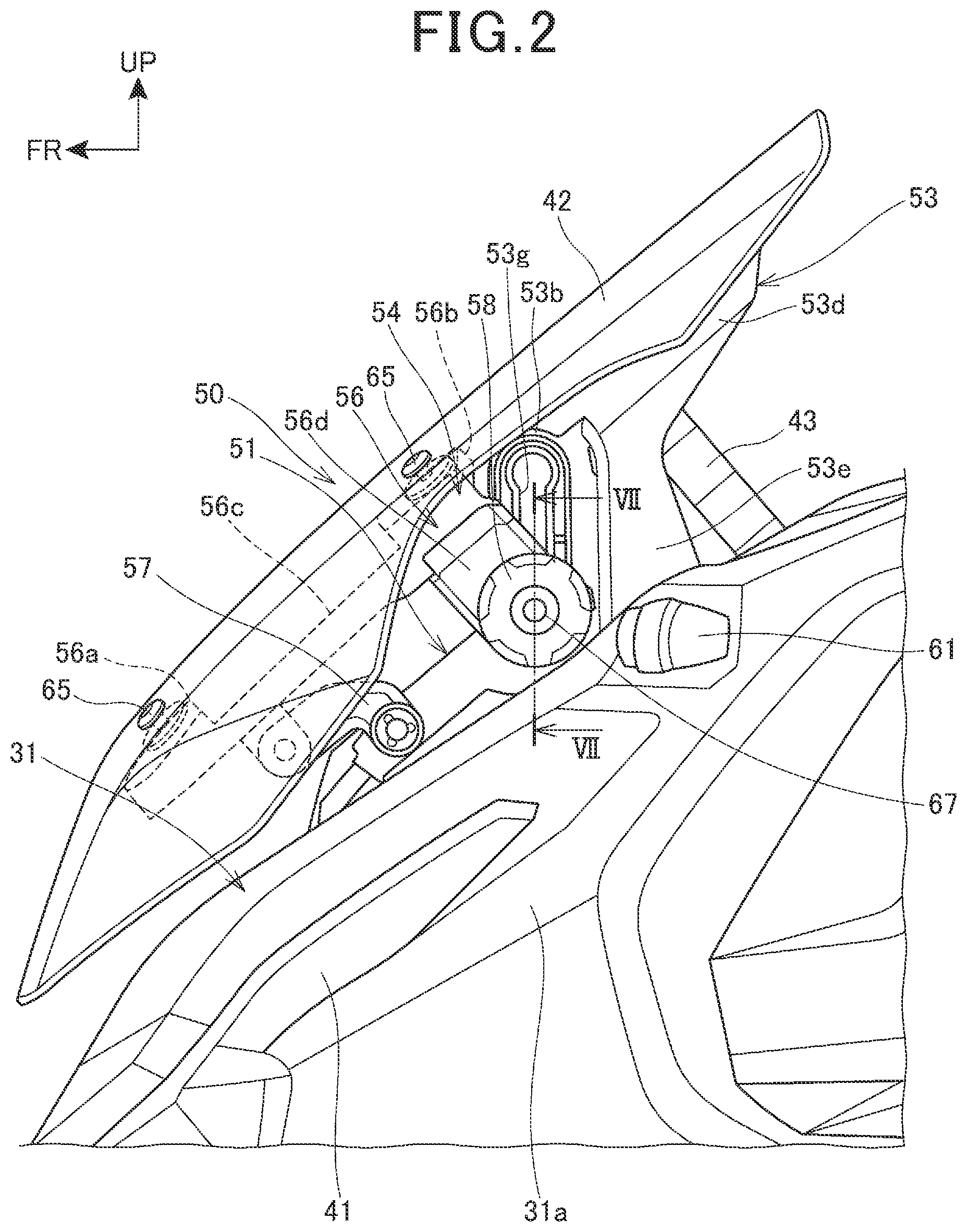 Patent US11780525 Figure 2 – Saddle ride type vehicle