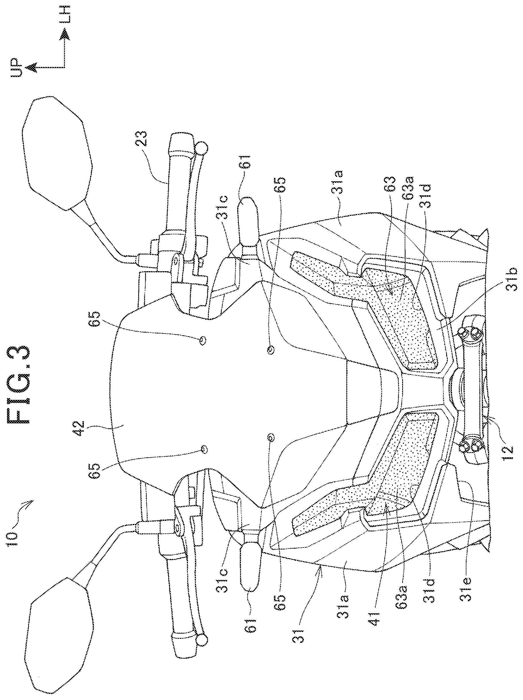 Patent US11780525 Figure 3 – Saddle ride type vehicle