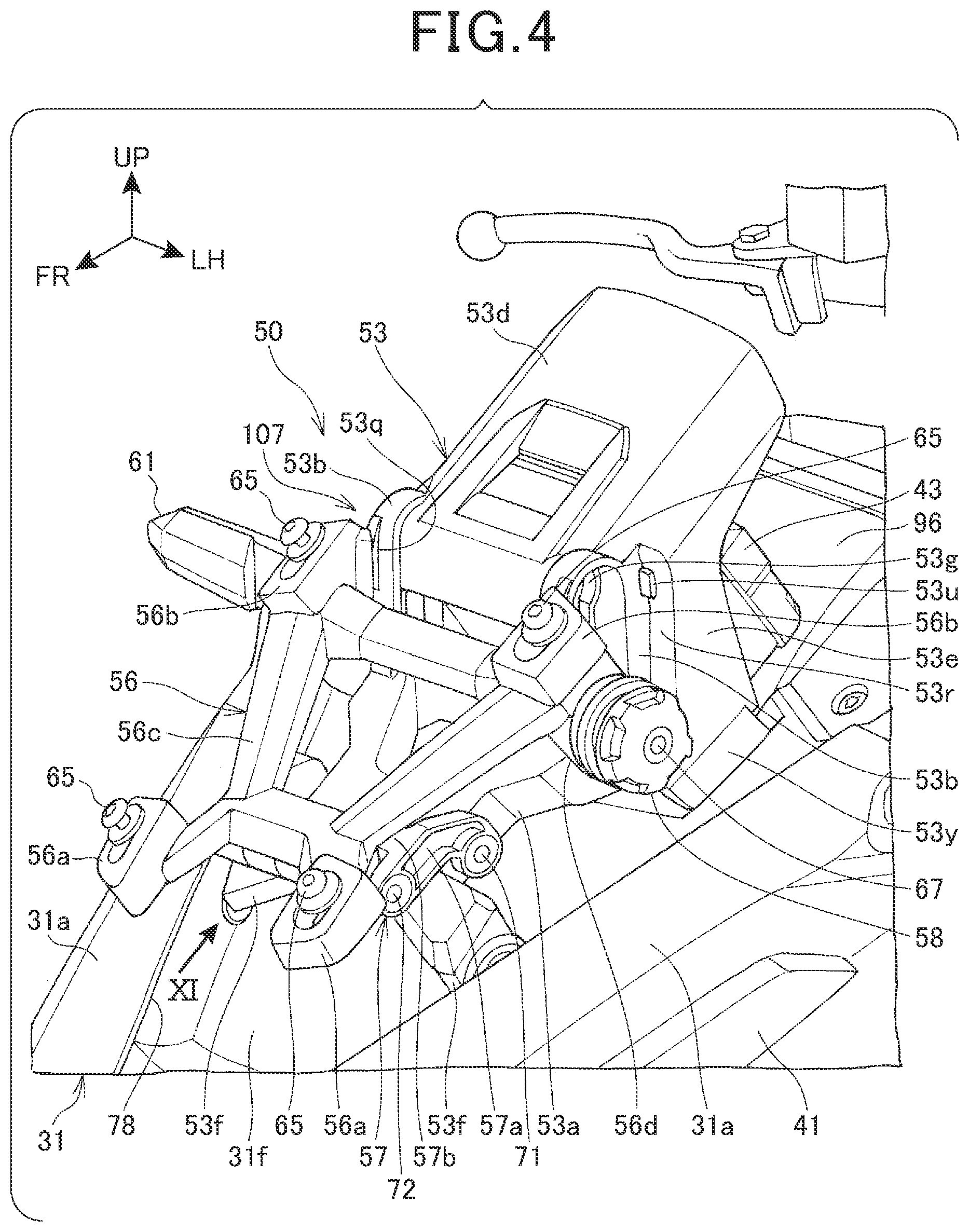 Patent US11780525 Figure 4 – Saddle ride type vehicle