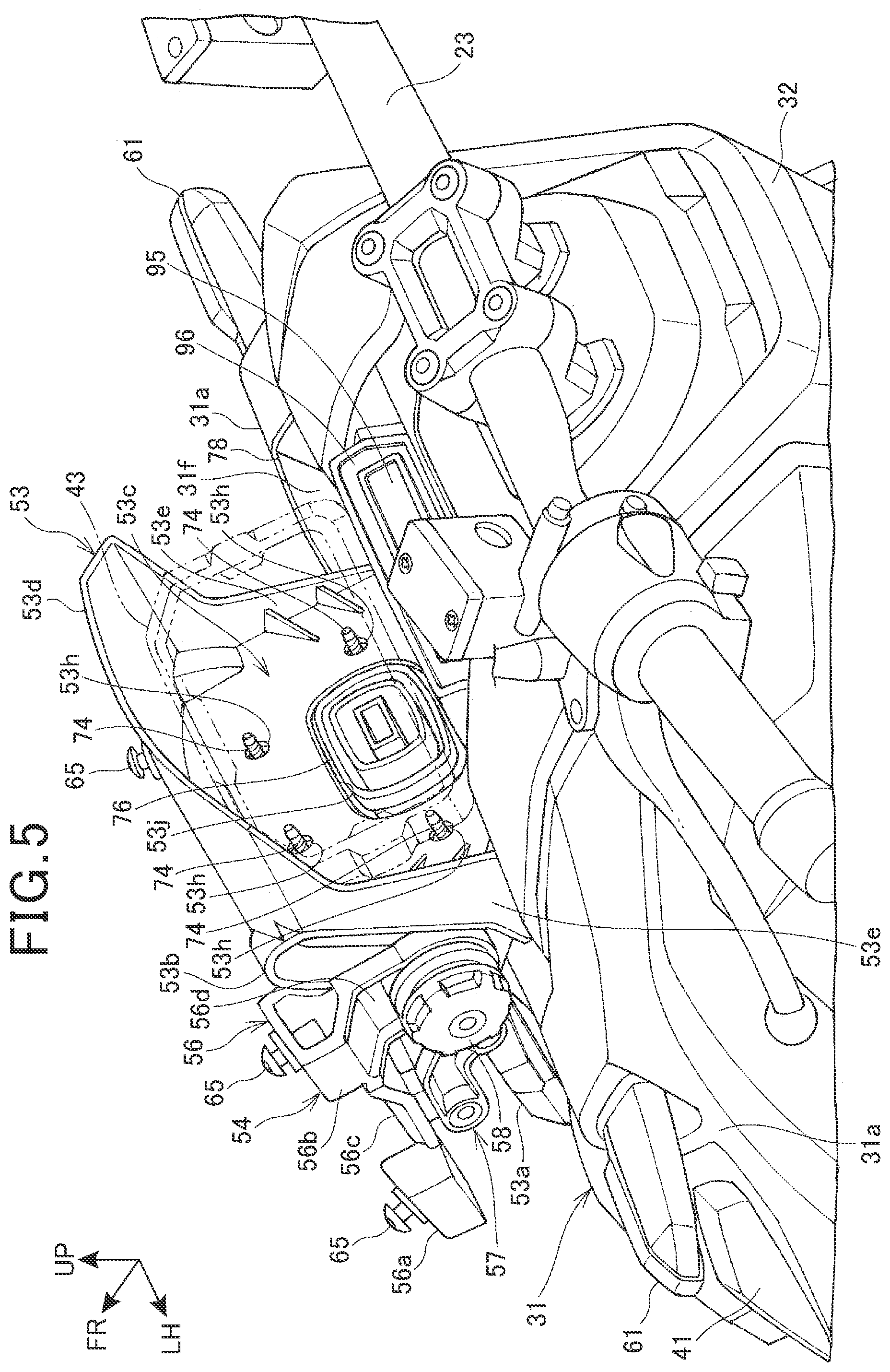 Patent US11780525 Figure 5 – Saddle ride type vehicle