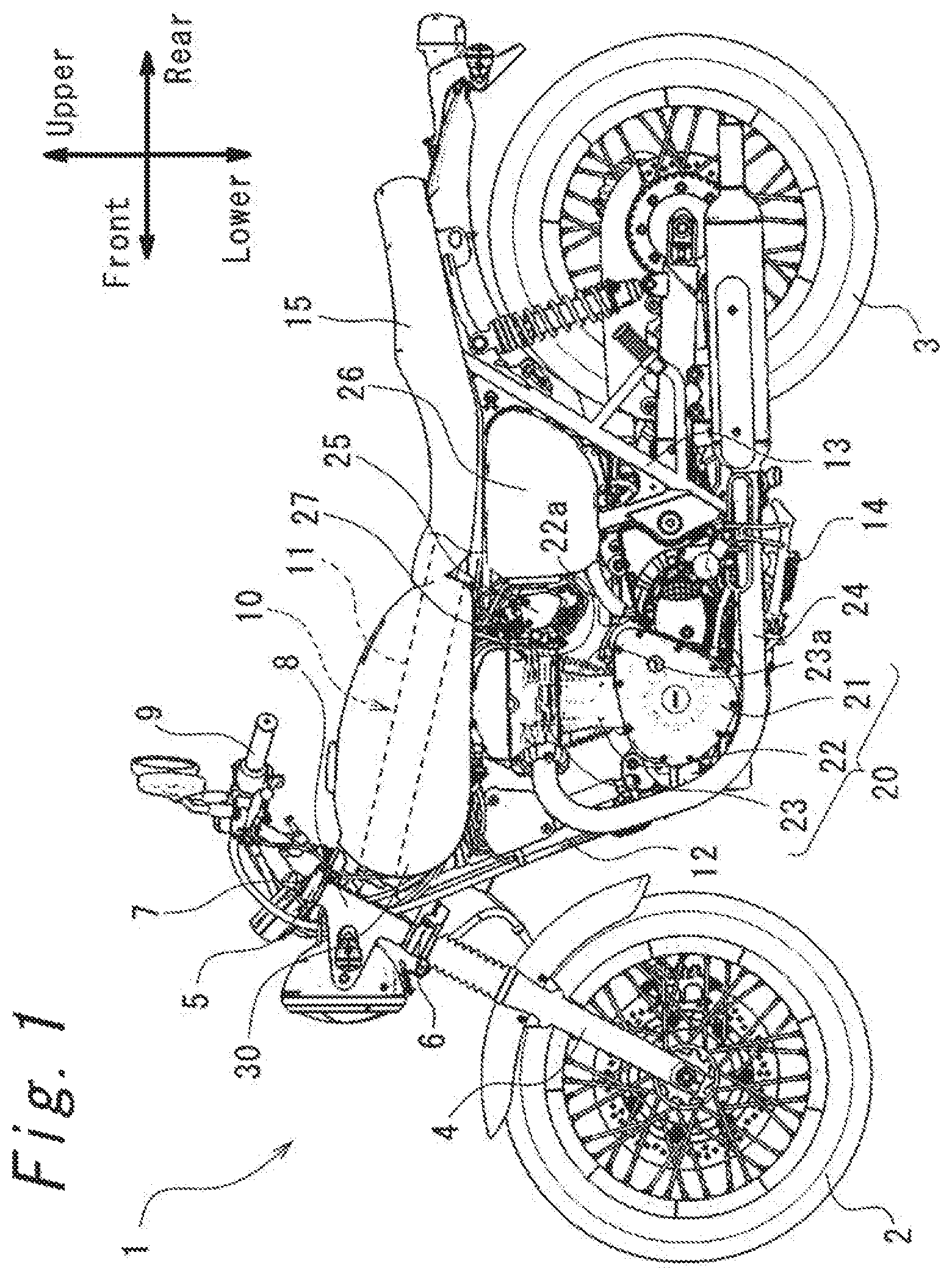 Patent US11780526 Figure 1 – Saddle-riding type vehicle