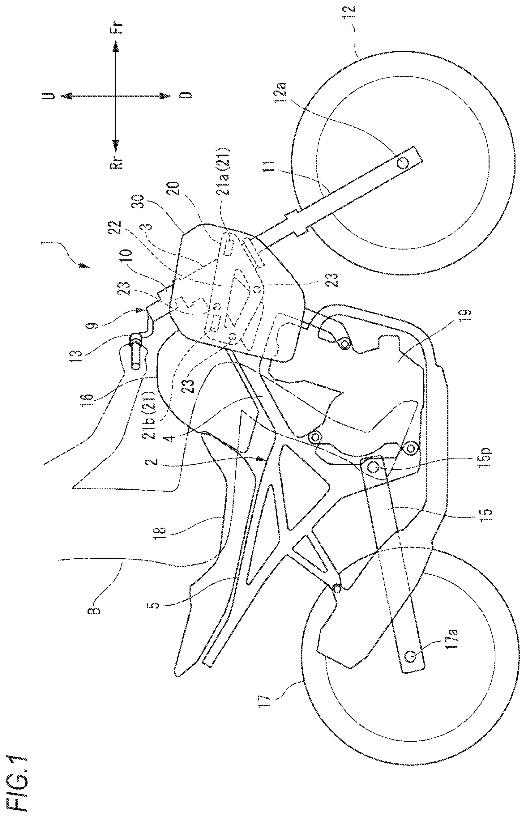 Patent US11780527 Figure 1 – Straddle-type vehicle