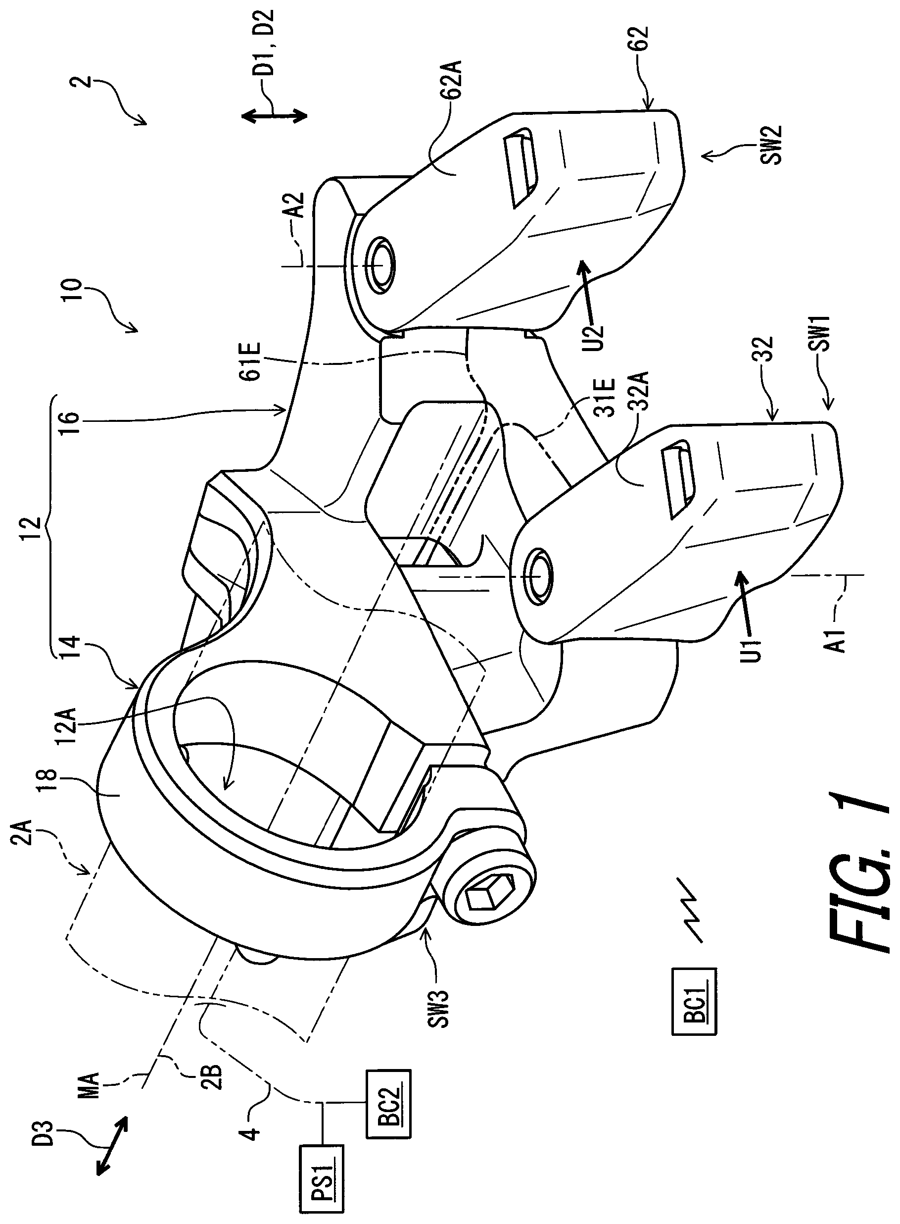 Patent US11780529 Figure 1 – Operating device for human-powered vehicle