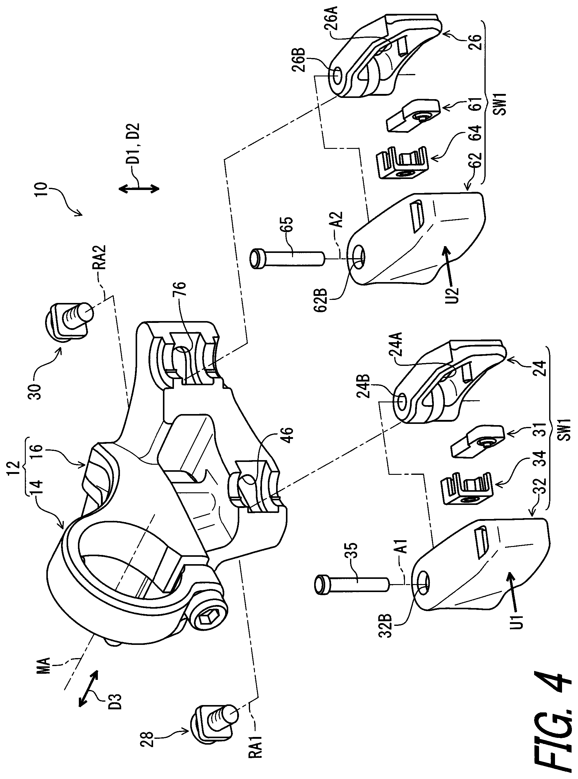 Patent US11780529 Figure 4 – Operating device for human-powered vehicle