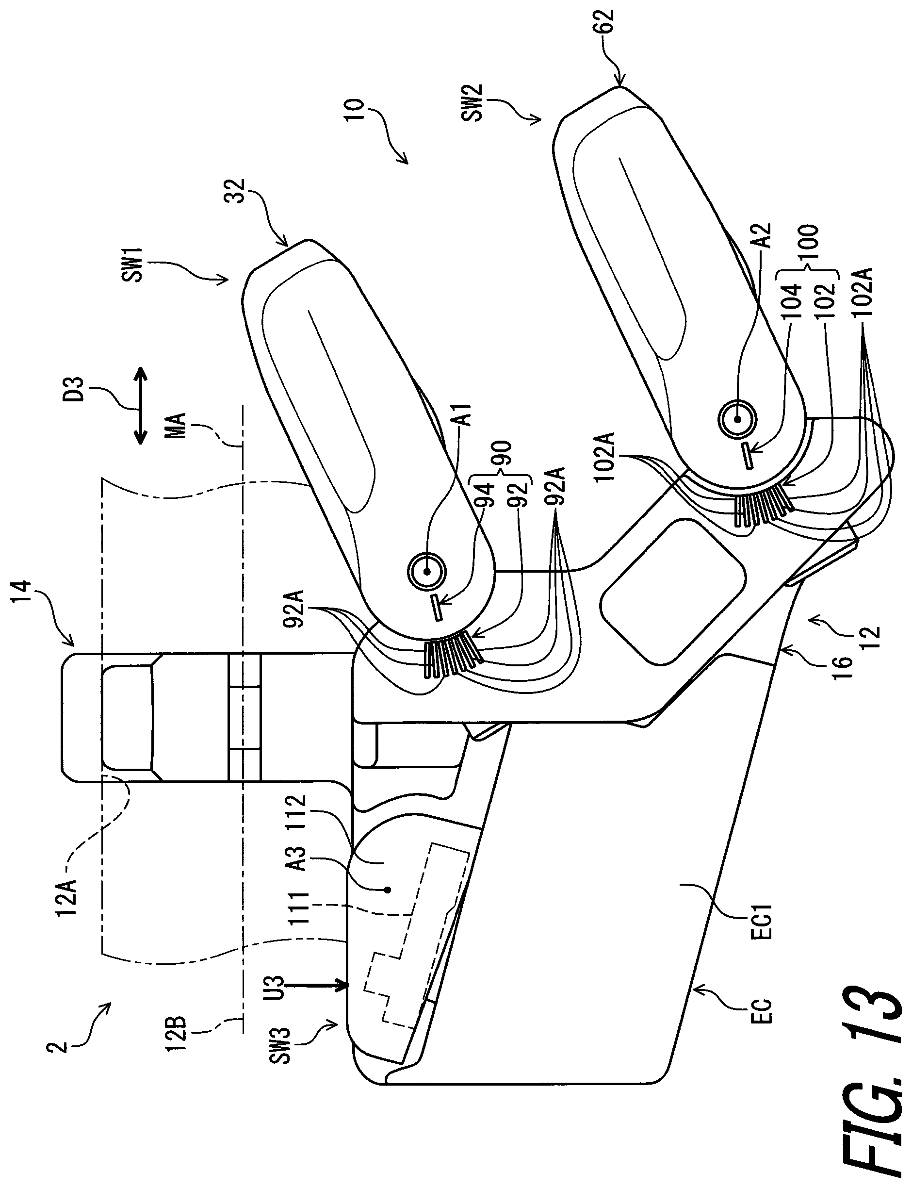 Patent US11780529 Figure 13 – Operating device for human-powered vehicle