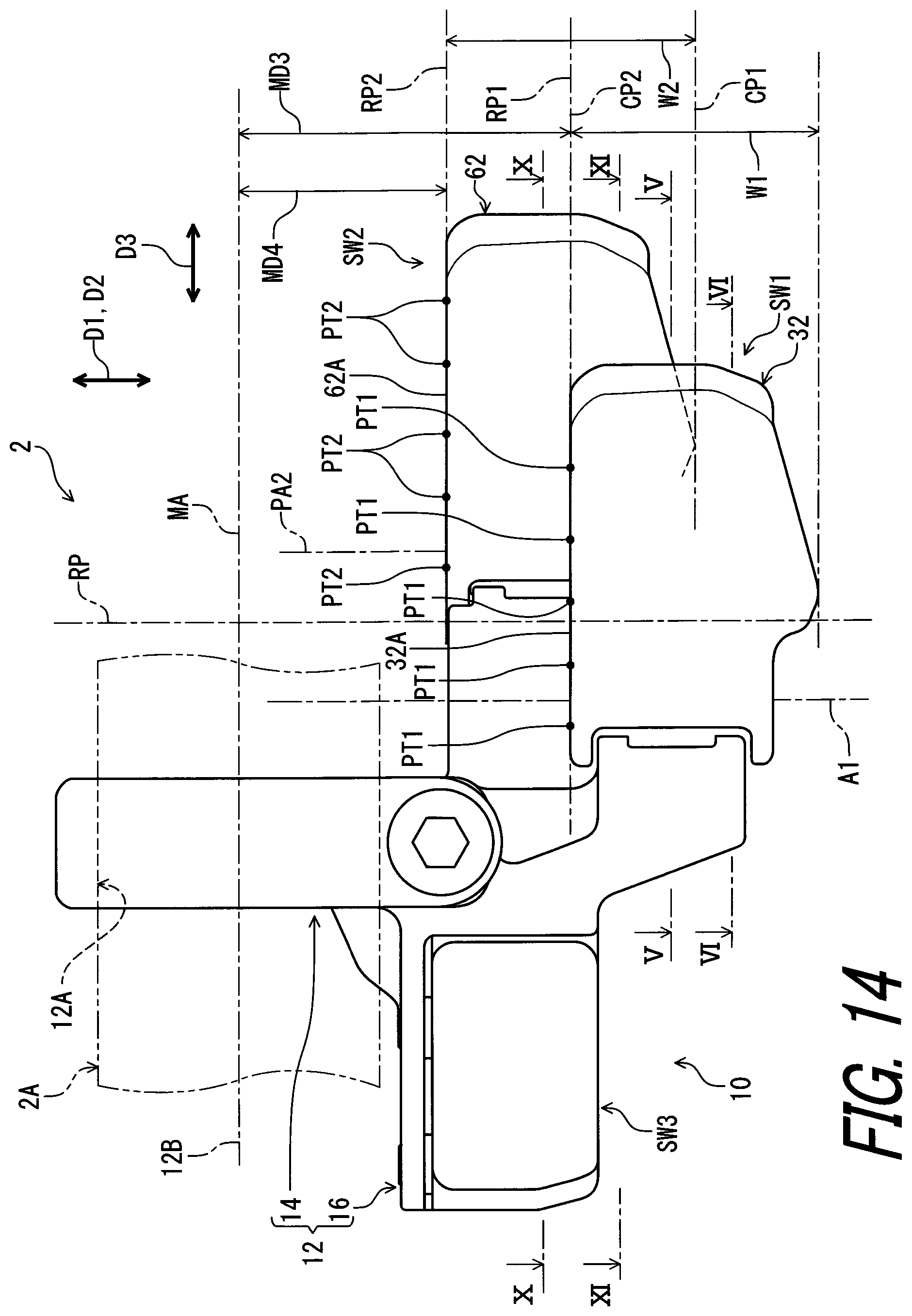 Patent US11780529 Figure 14 – Operating device for human-powered vehicle