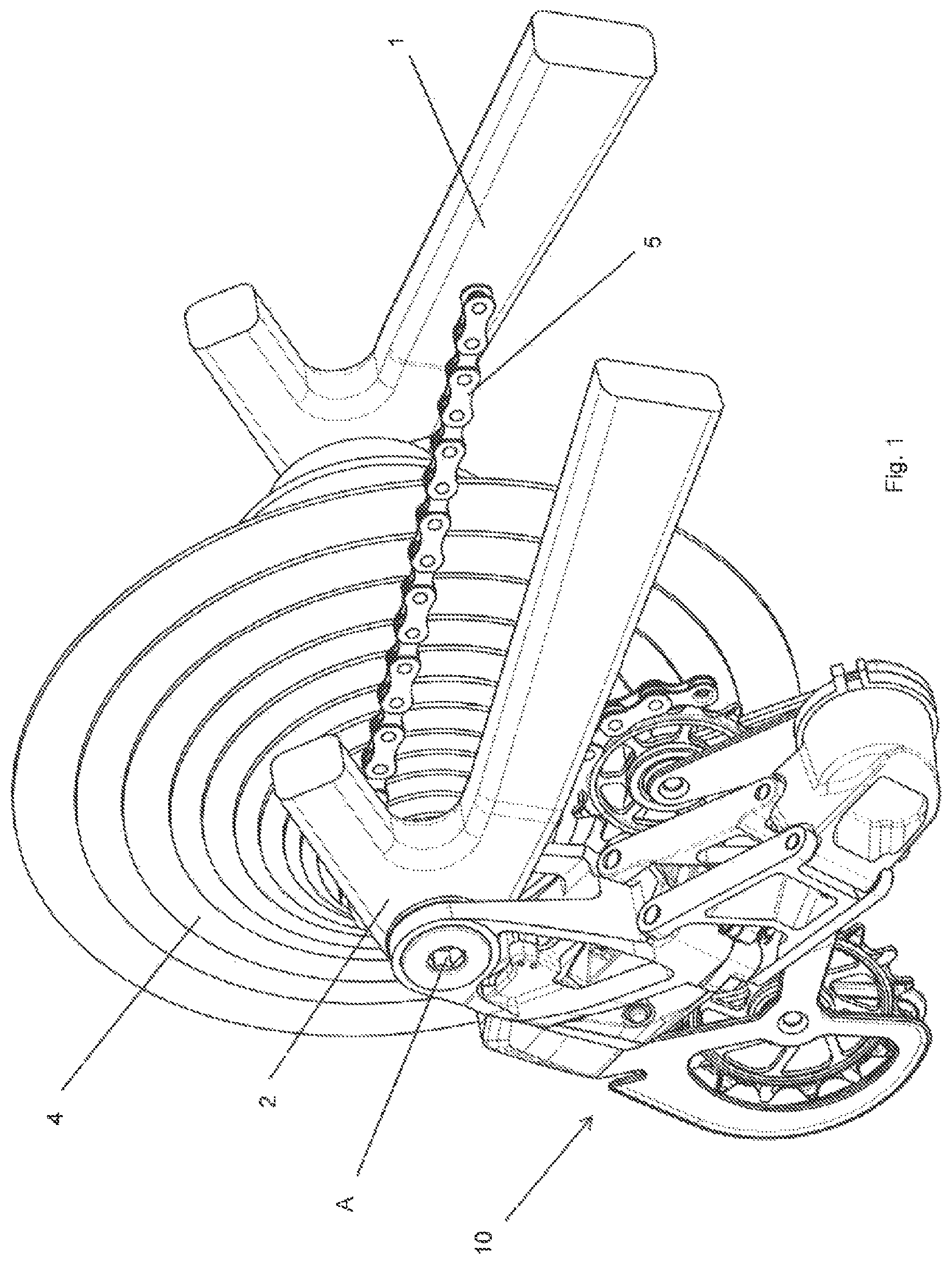 Patent US11780532 Figure 1 – Electromechanical derailleur for coaxial assembly