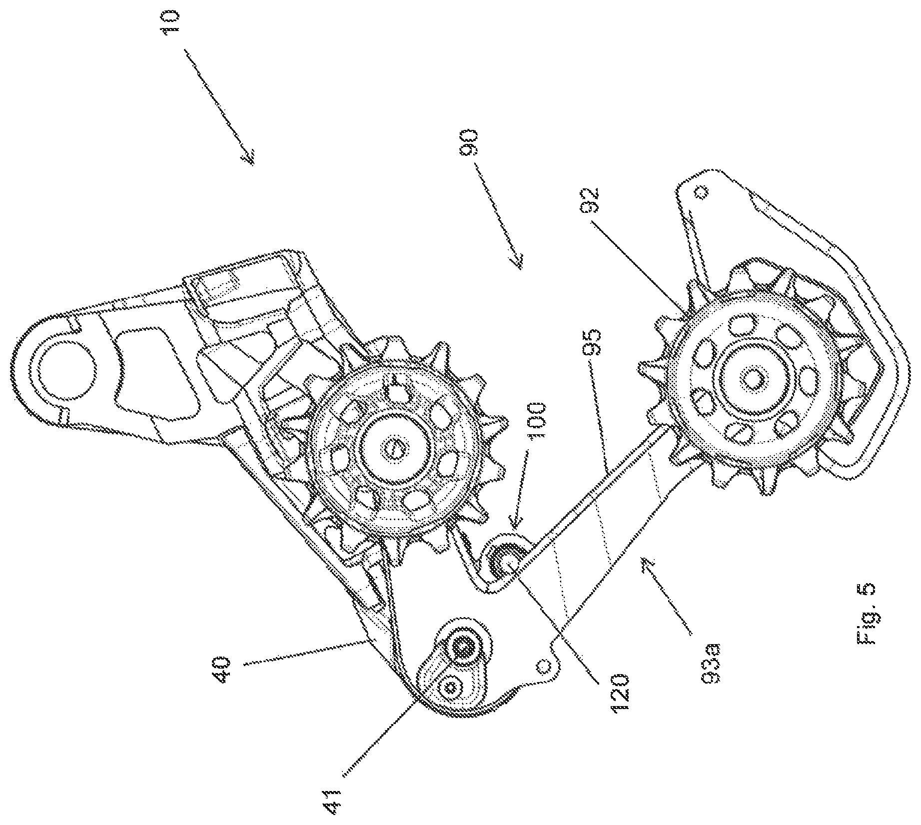Patent US11780532 Figure 5 – Electromechanical derailleur for coaxial assembly