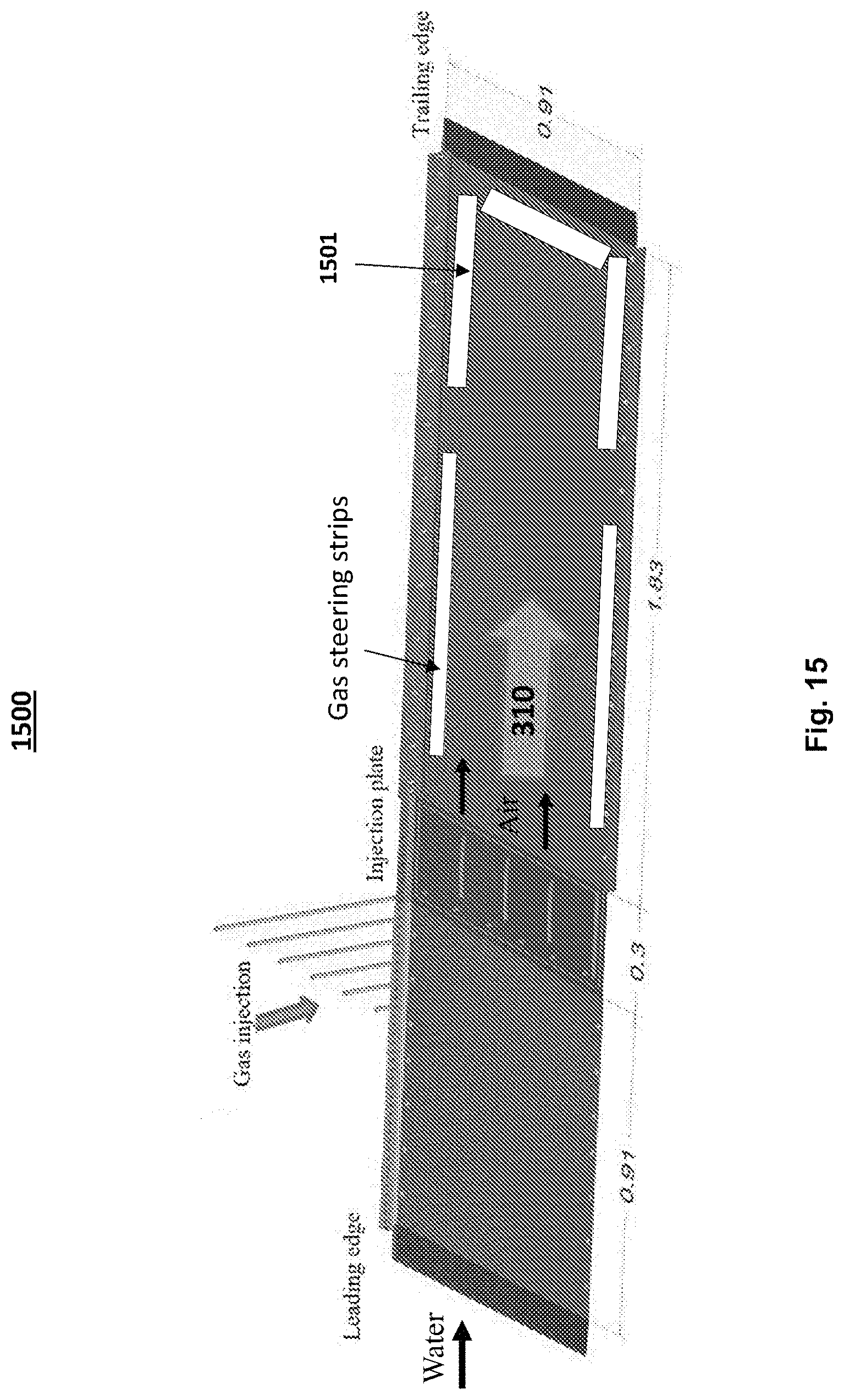 Patent US11780533 Figure 17 – Air layer and hydrophobic drag reduction and preferential guidance and recovery of gas with engineered surfaces
