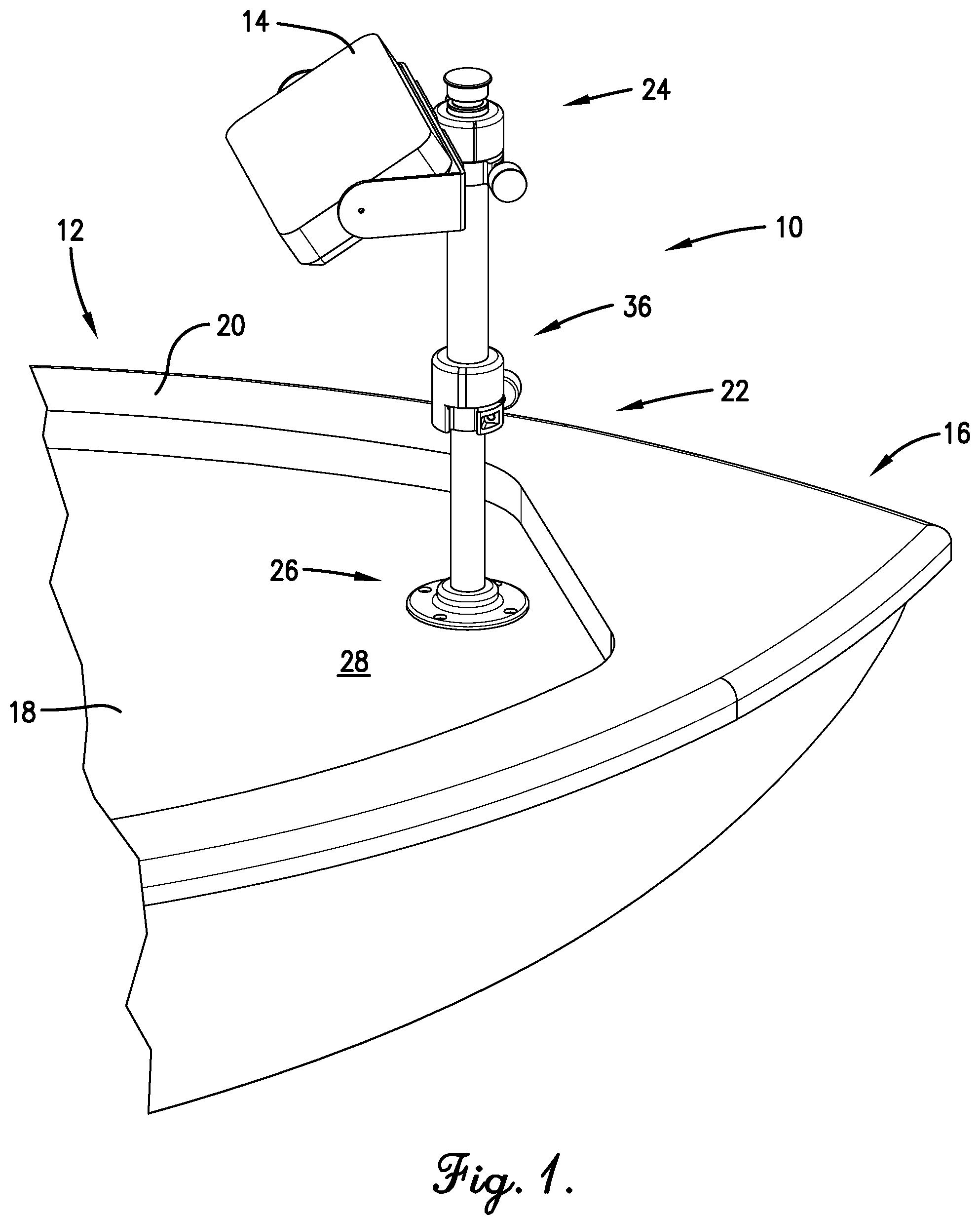 Patent US11780534 Figure 1 – Fully telescoping device mount