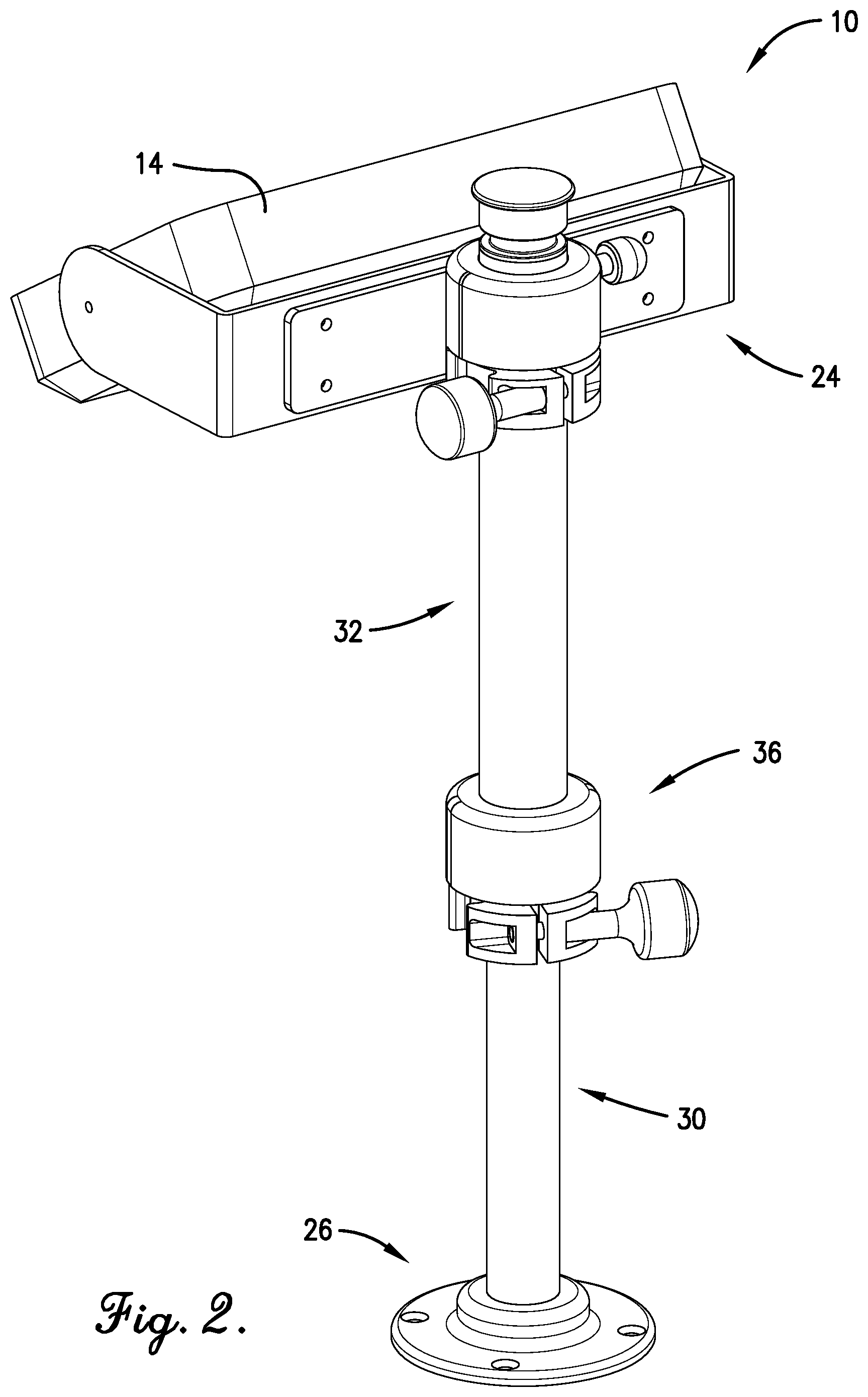 Patent US11780534 Figure 2 – Fully telescoping device mount