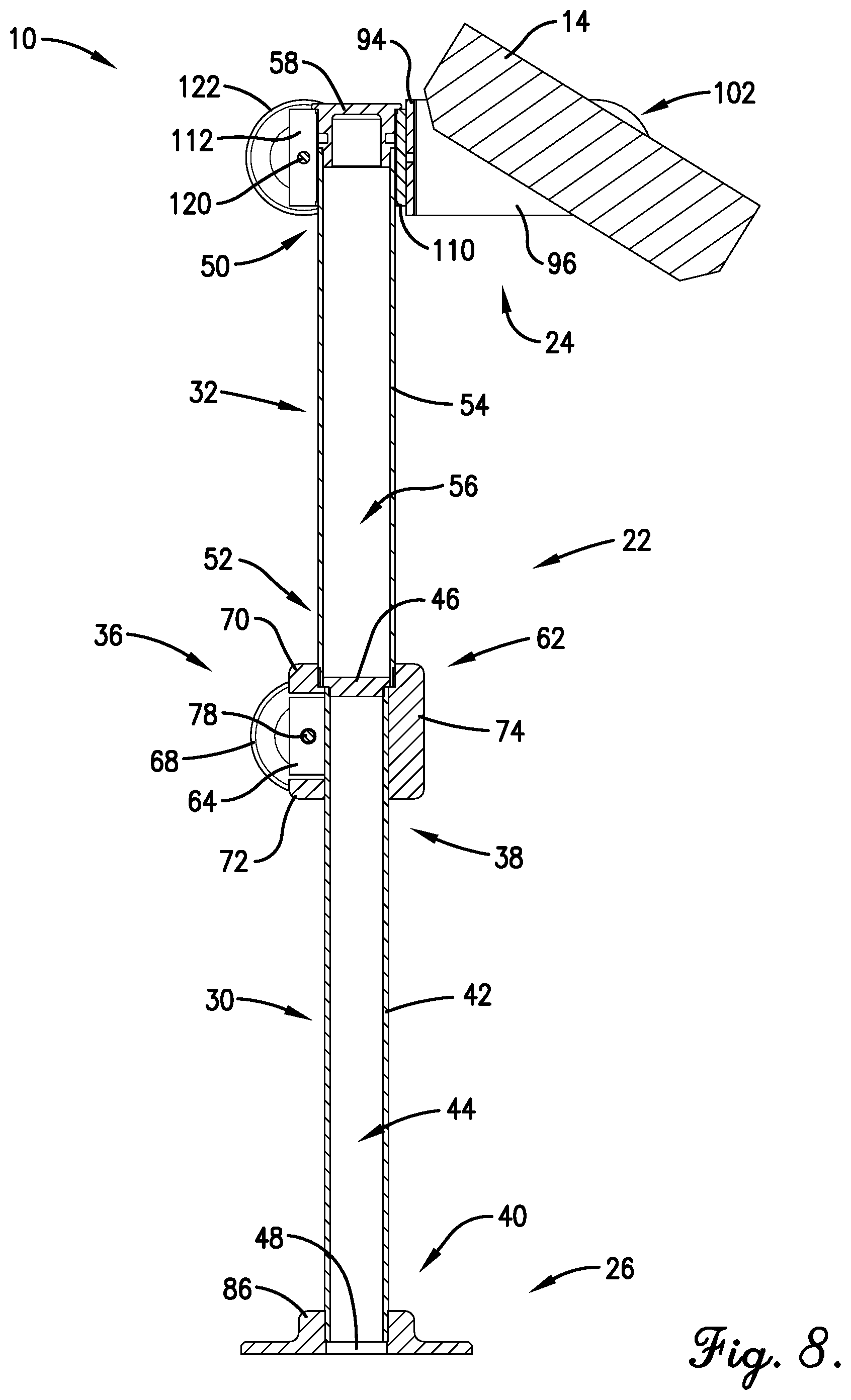 Patent US11780534 Figure 8 – Fully telescoping device mount