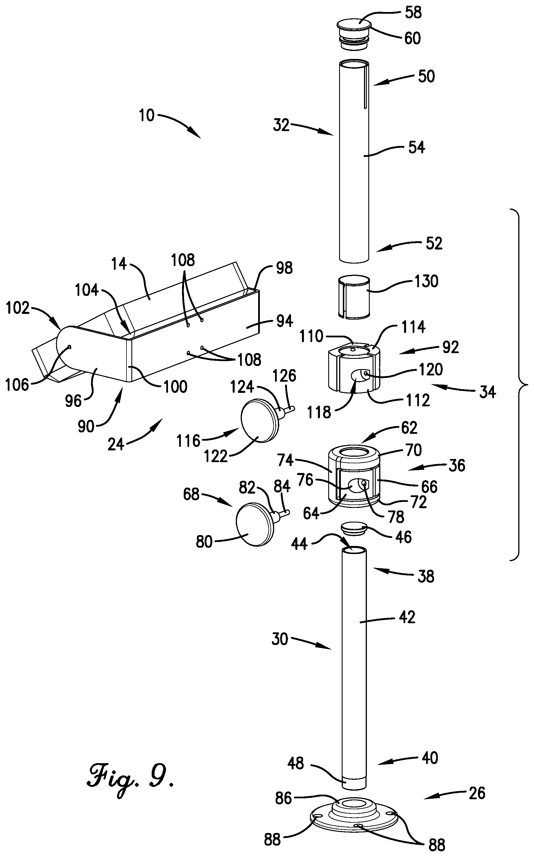 Patent US11780534 Figure 9 – Fully telescoping device mount