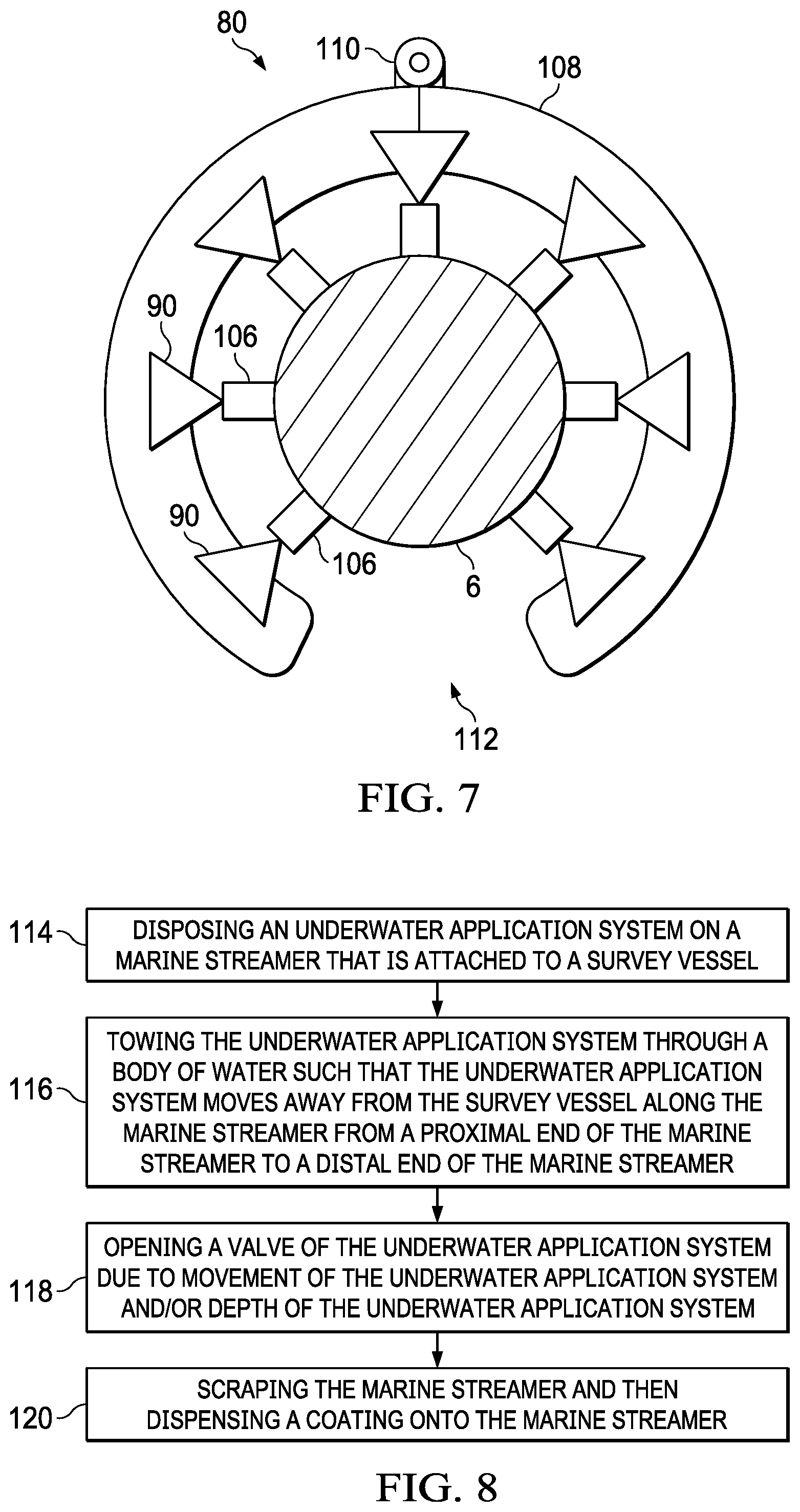 Patent US11780535 Figure 7 – Methods and systems for underwater application of streamer coating on geophysical streamers