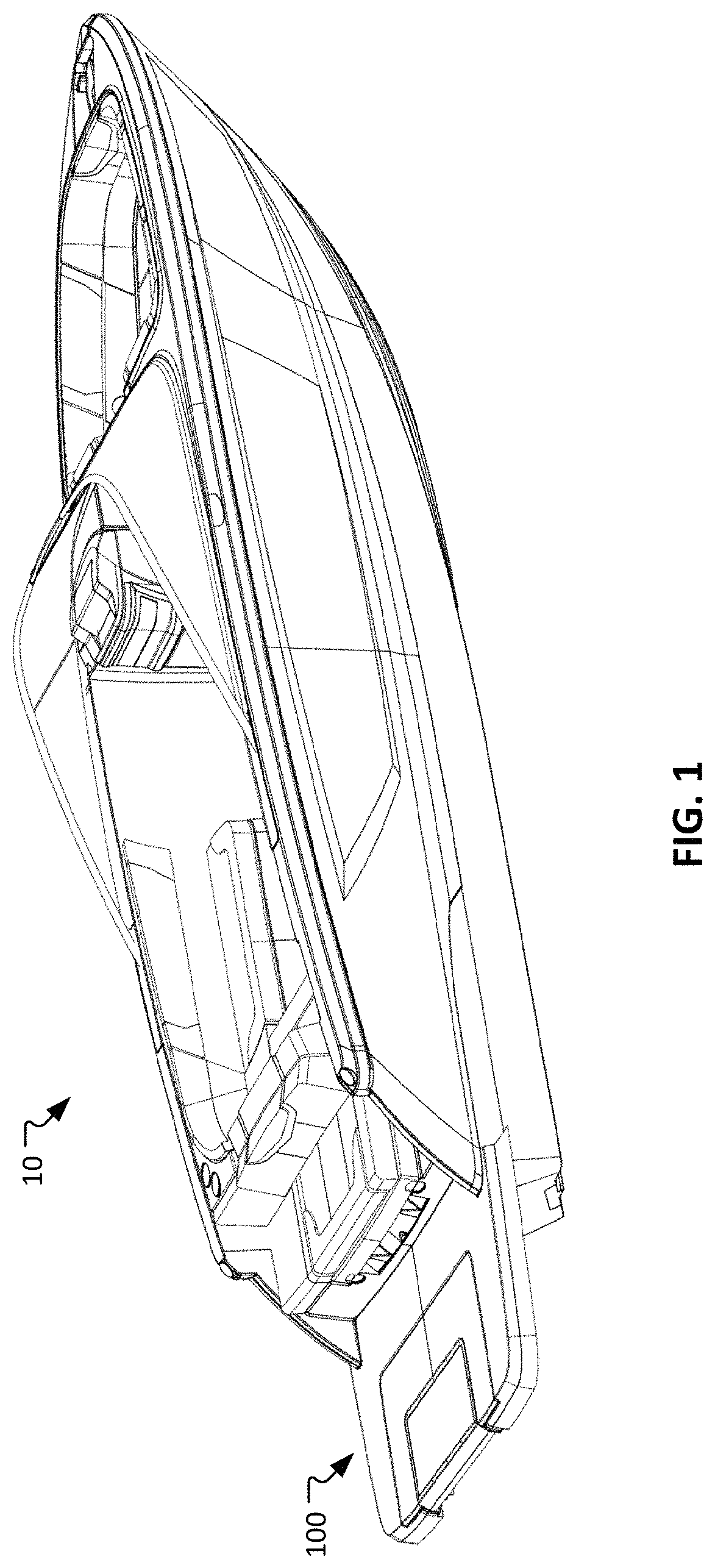 Patent US11780537 Figure 1 – Watercraft swim platform with deployable steps