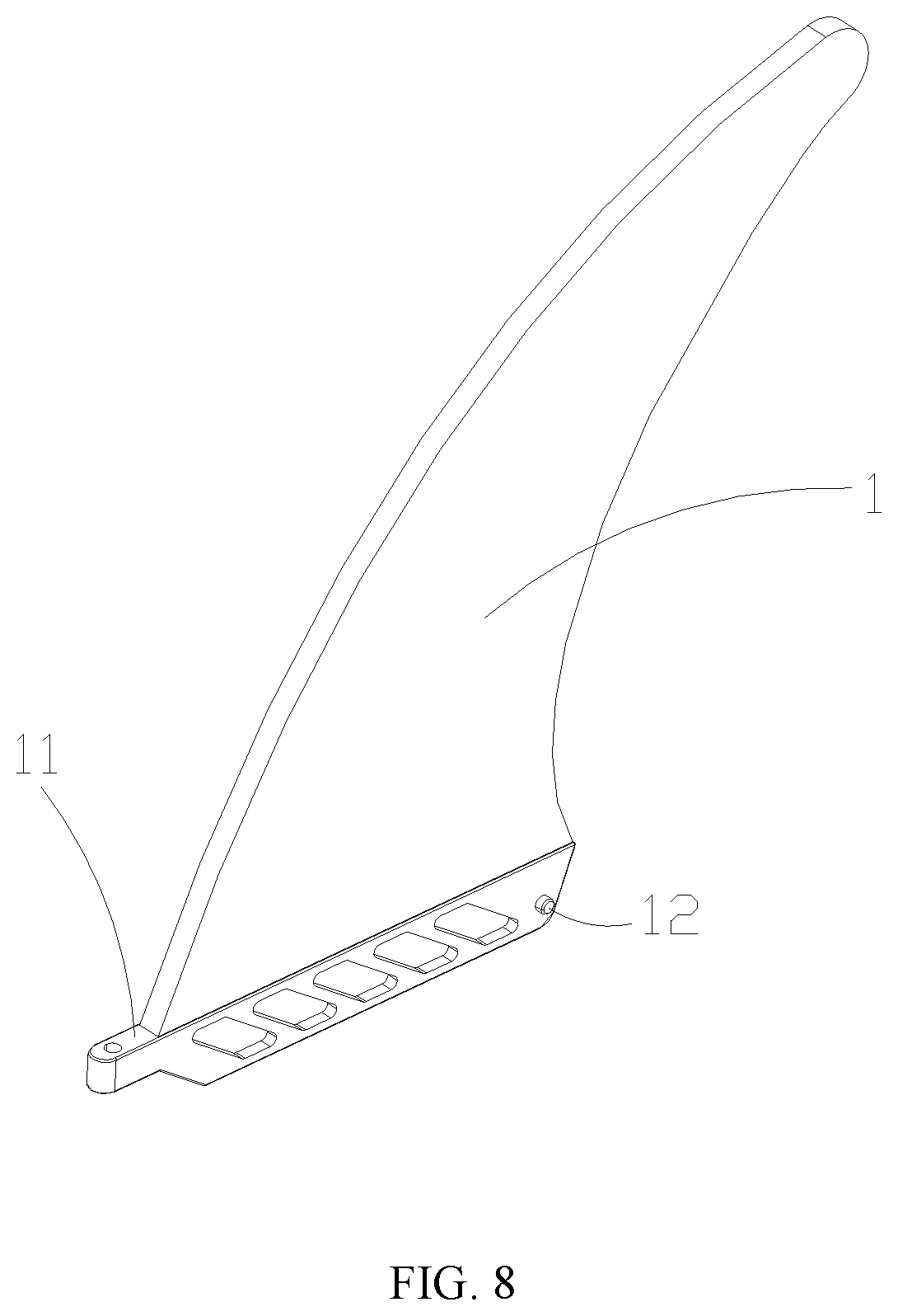 Patent US11780539 Figure 8 – Stern rudder fixing structure, stern rudder and paddle board