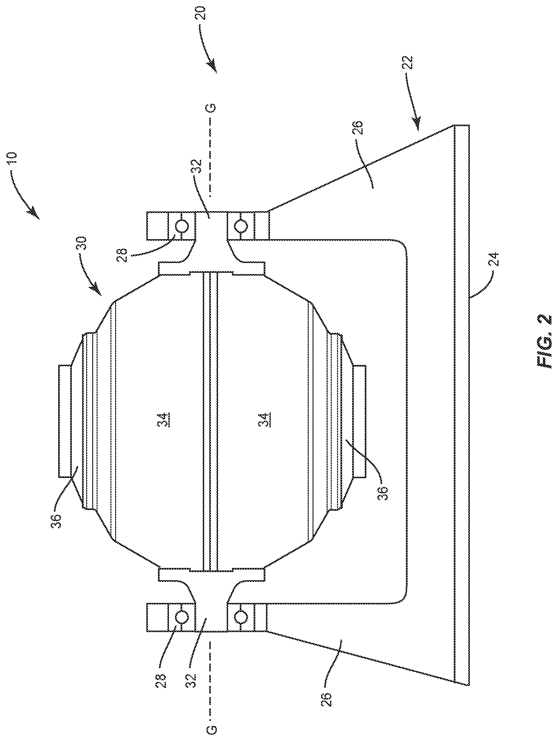 Patent US11780541 Figure 2 – Gyroscopic boat stabilizer with motor cooling
