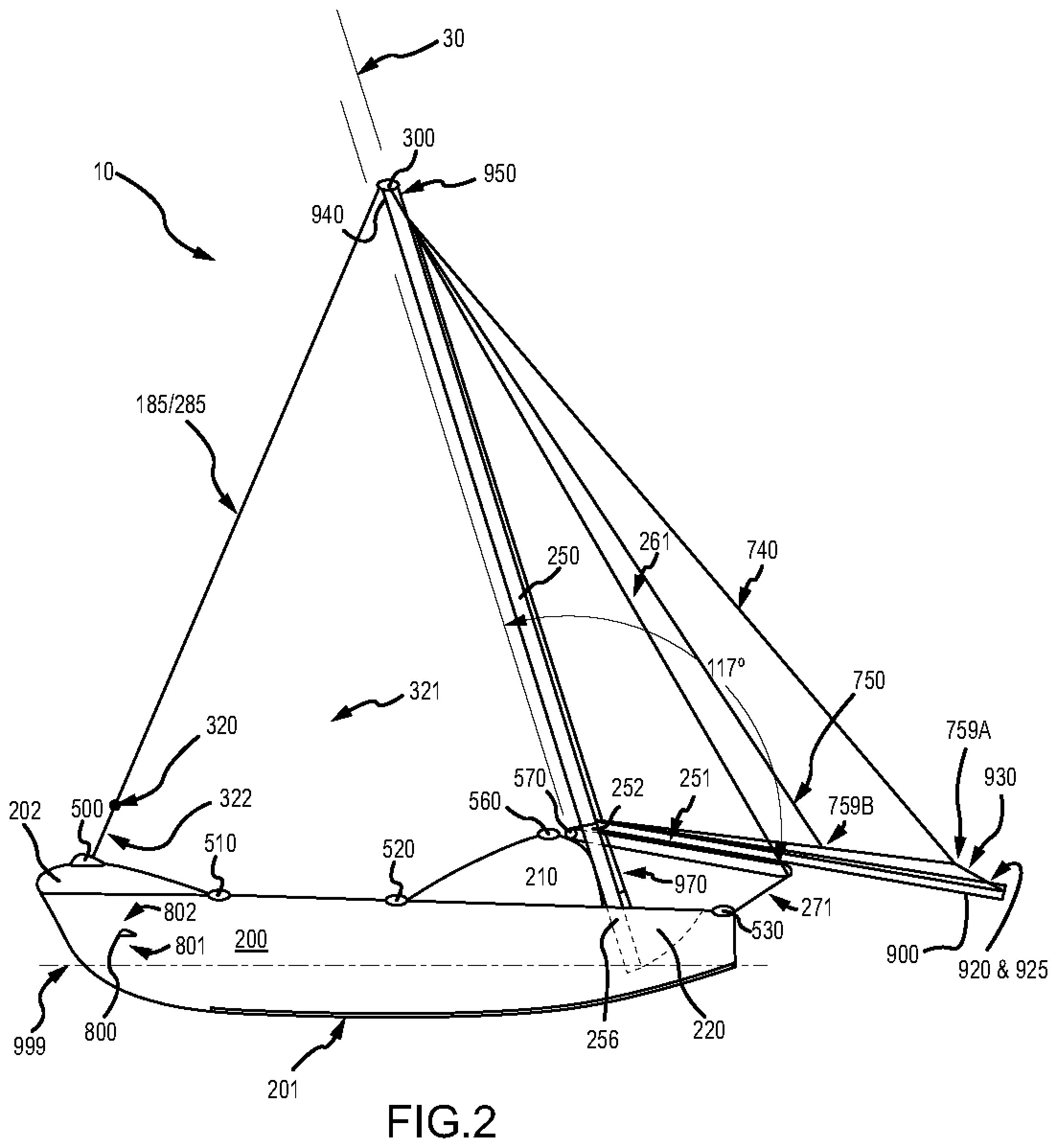 Patent US11780547 Figure 2 – Sailing vessel