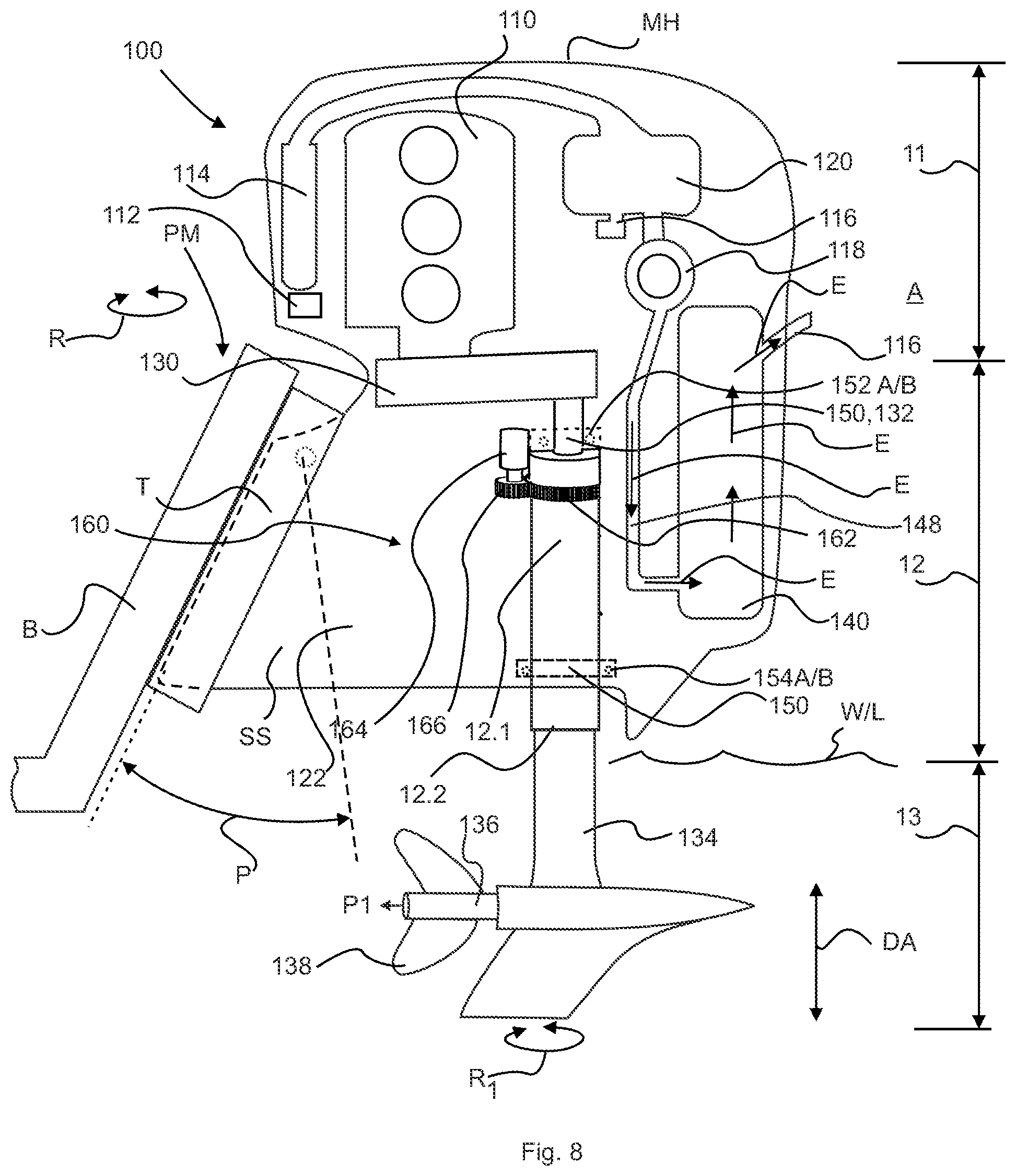 Patent US11780548 Figure 8 – Outboard motor and methods of use thereof