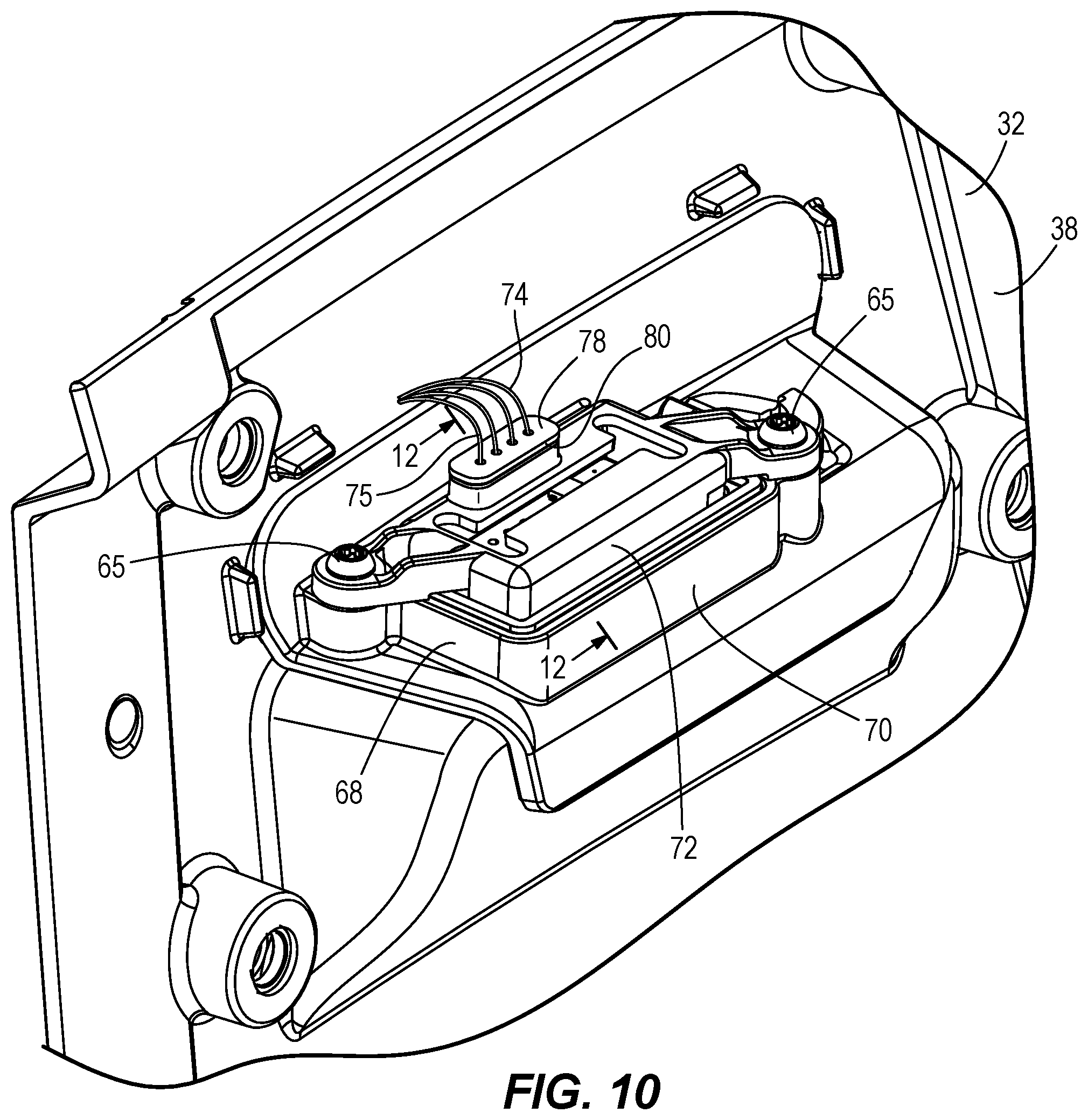 Patent US11780549 Figure 10 – Cowlings for marine drives and latching devices for cowlings for marine drives