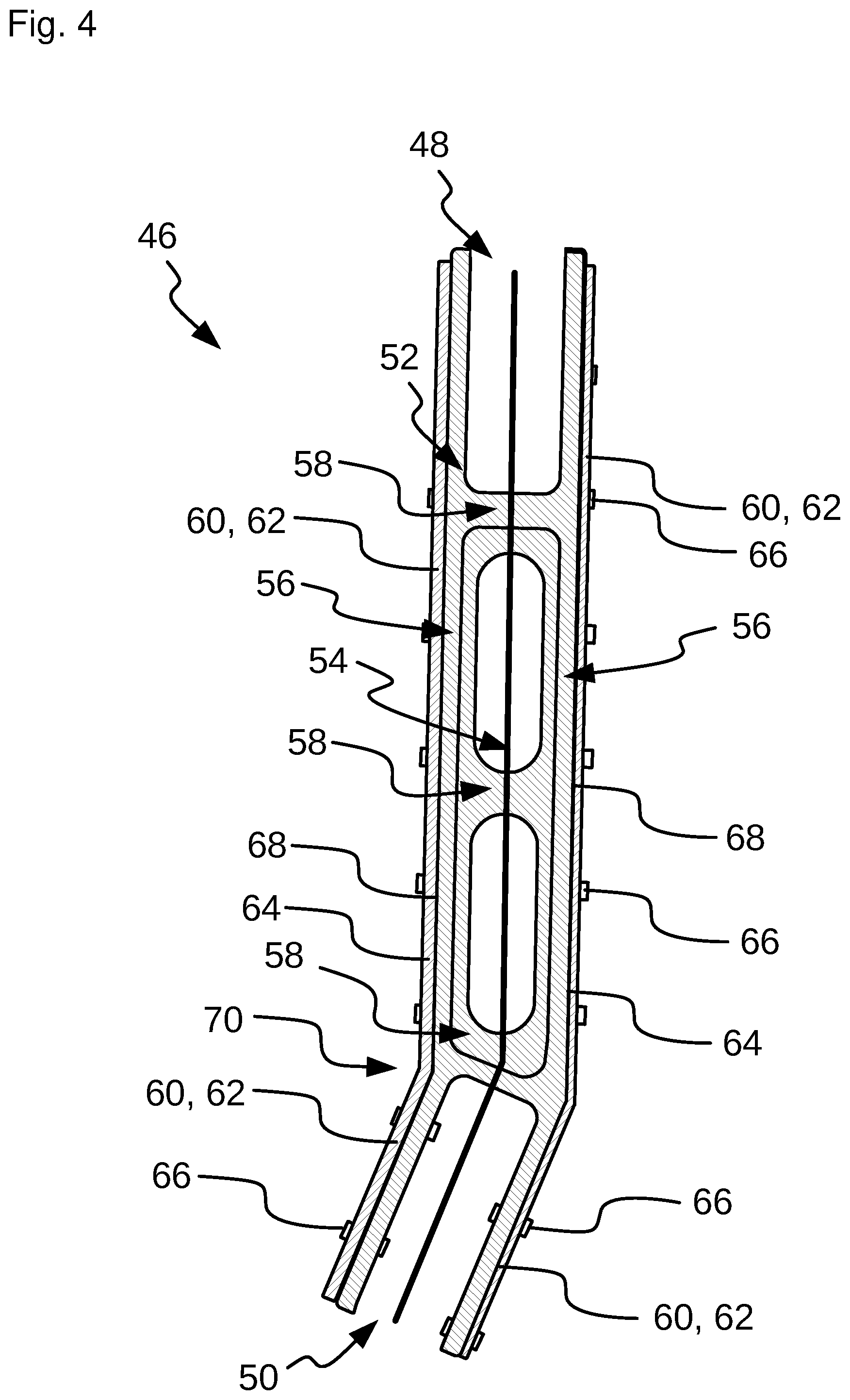 Patent US11780558 Figure 4 – Support stay and support arrangement for supporting a movable part of an aircraft