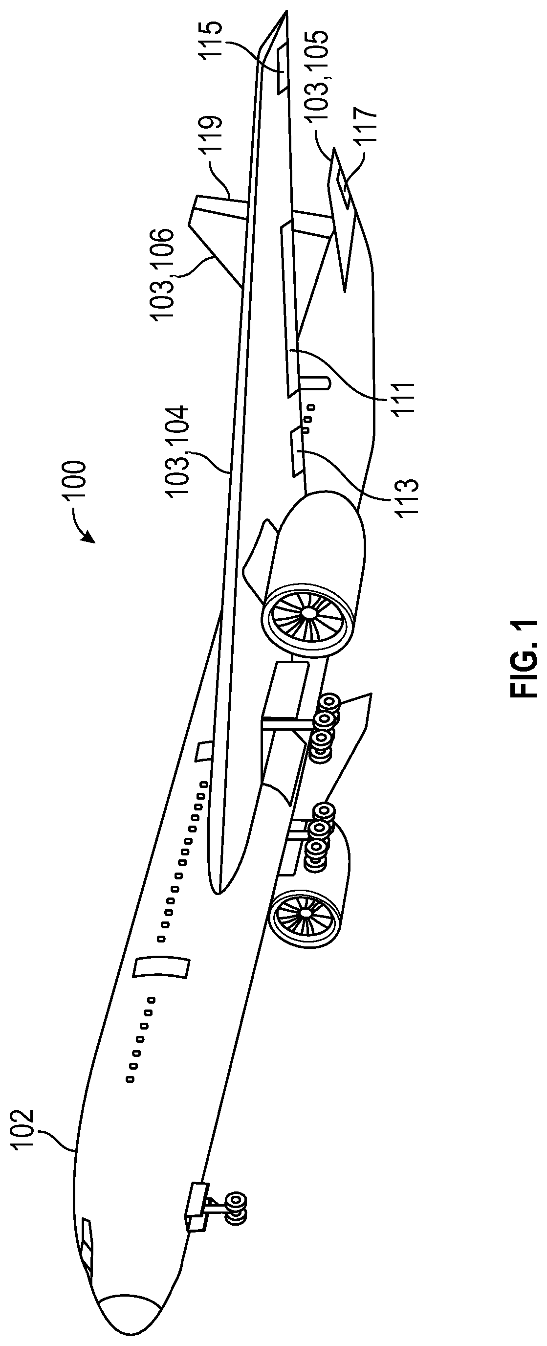 Patent US11780559 Figure 1 – Translating flight control surface for aircraft